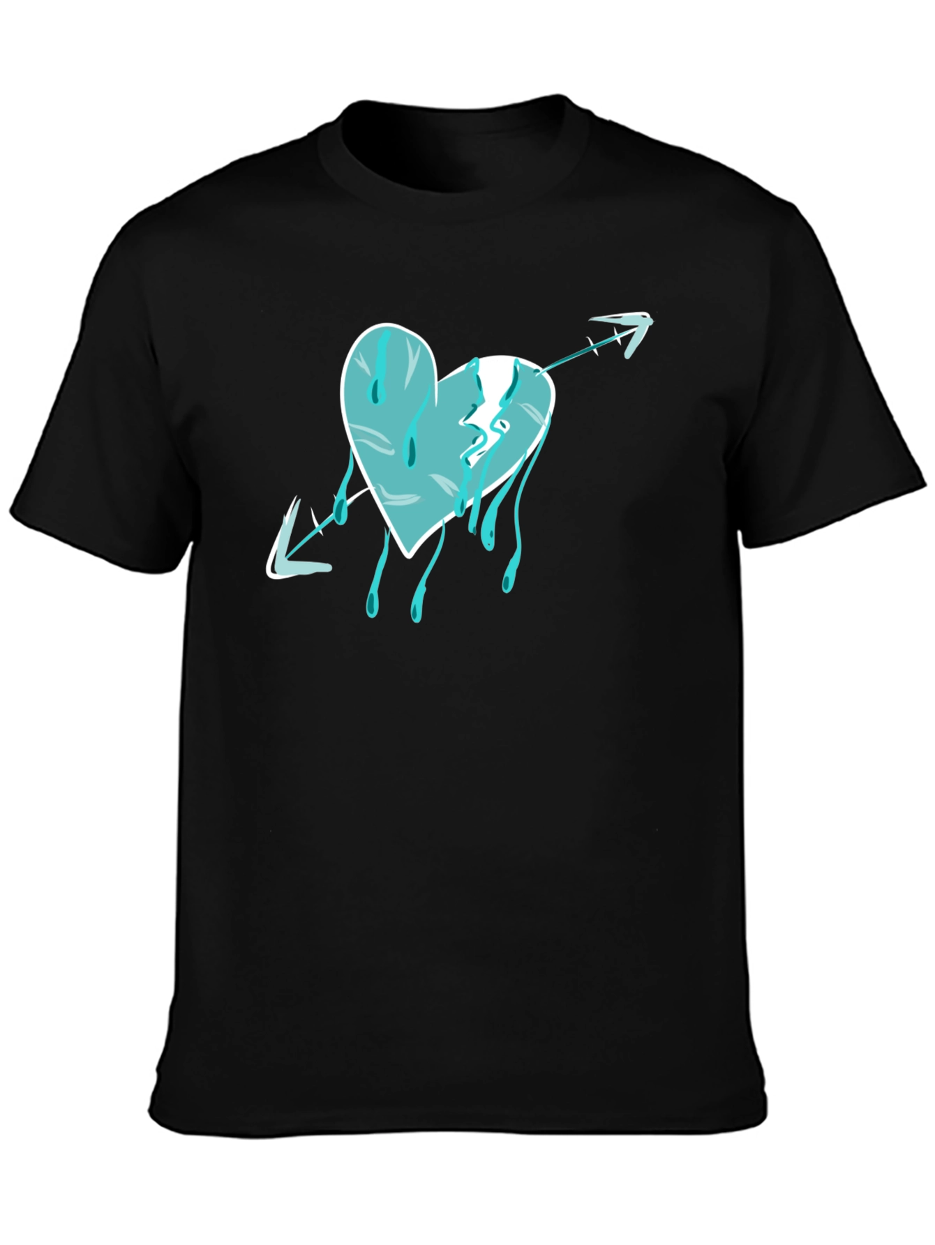 Black Heart Arrow Drip Graphic T-Shirt view 3
