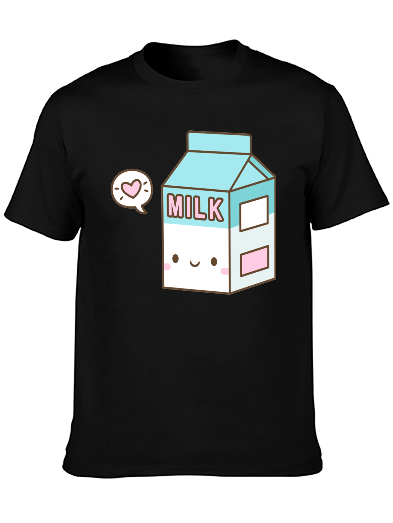 Black Kawaii Milk Carton T-Shirt - Cute & Unique Design view 3
