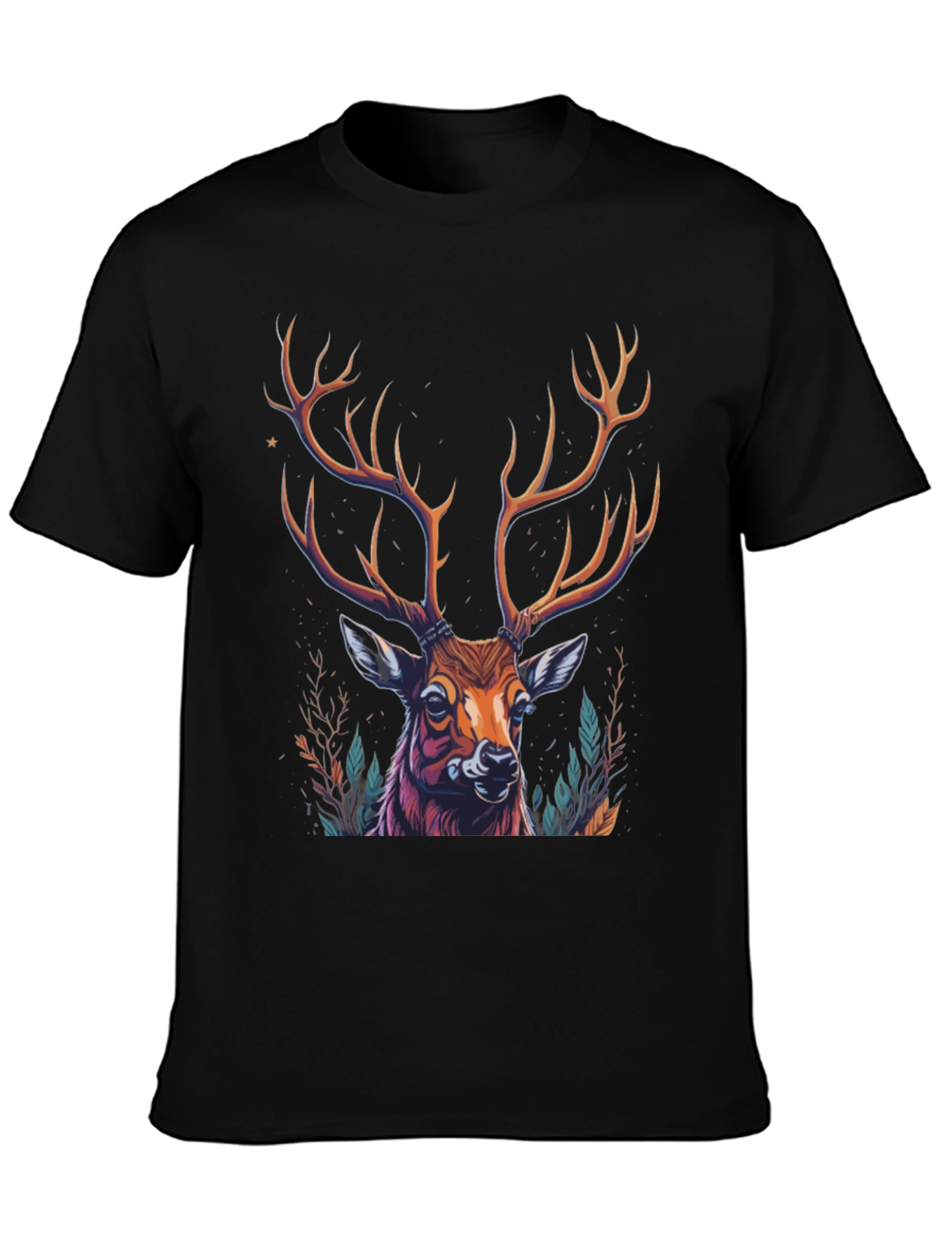 Black Majestic Deer Graphic Tee - Men's Black T-Shirt view 3