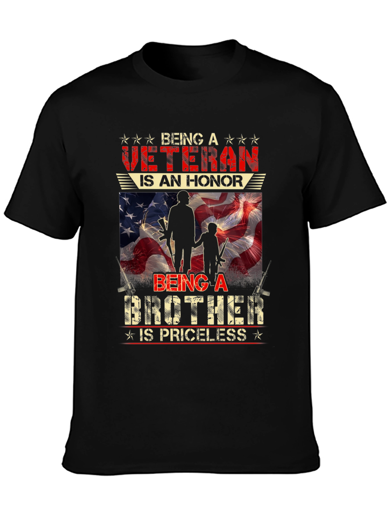 Black Veteran Brother T-Shirt - Honor Priceless Graphic Tee view 3