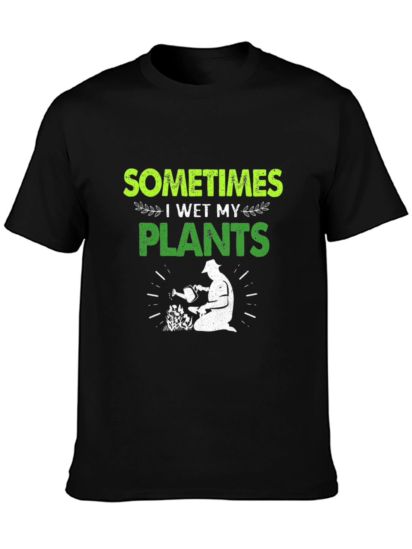 Black Funny Gardener T-Shirt - I Wet My Plants Tee view 3