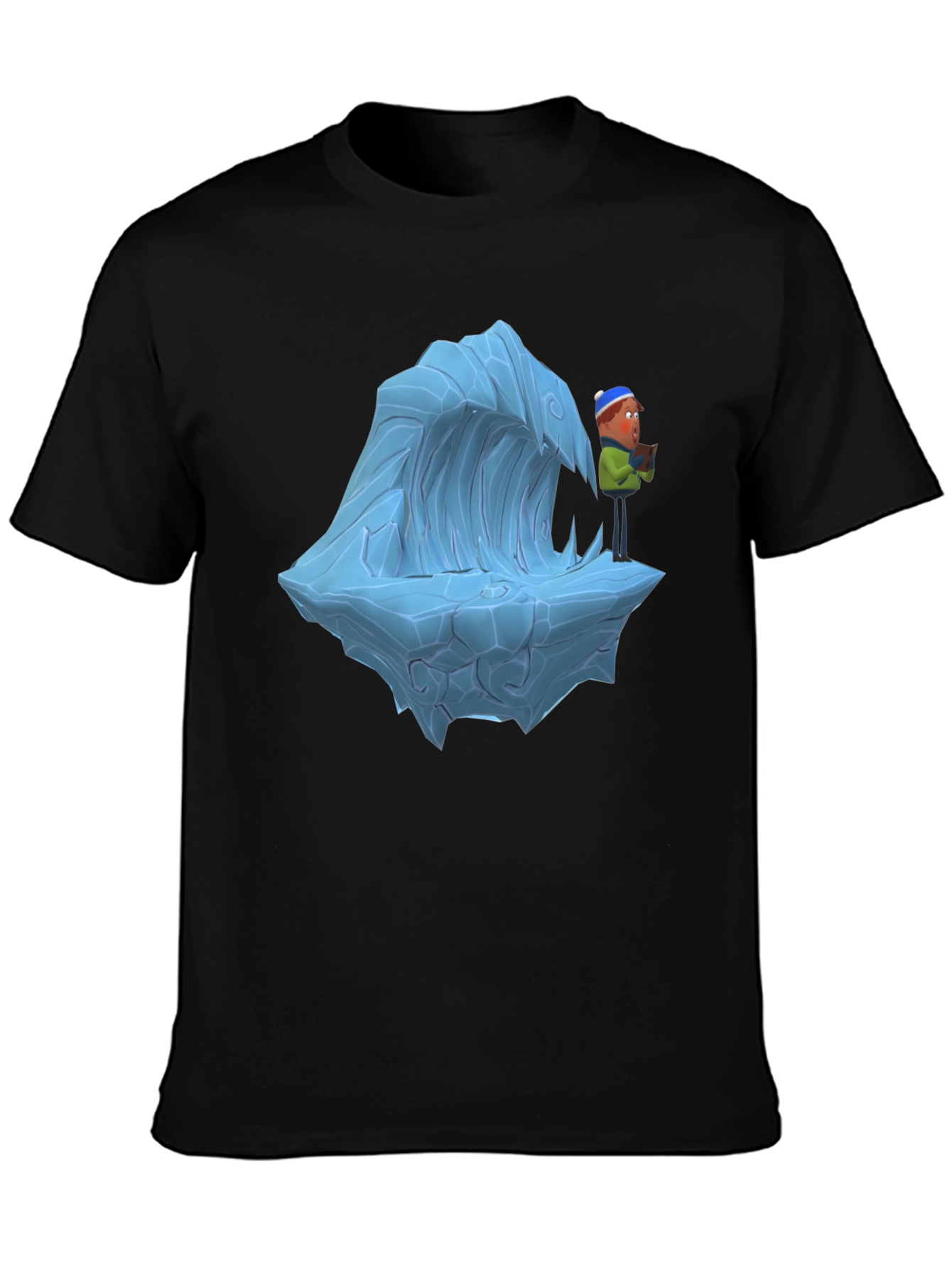 Black Cartoon Ice Wave T-Shirt view 3