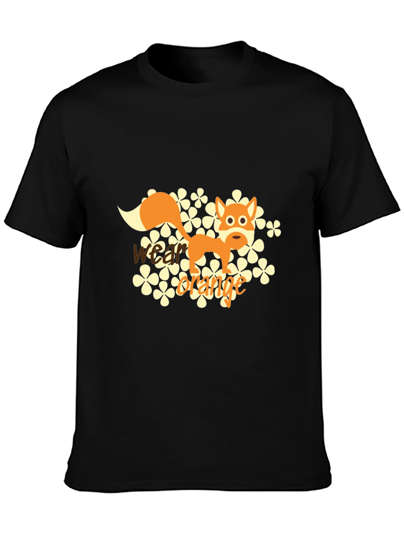 Black Wear Orange Fox Graphic Tee - Black Cotton Blend T-Shirt view 3
