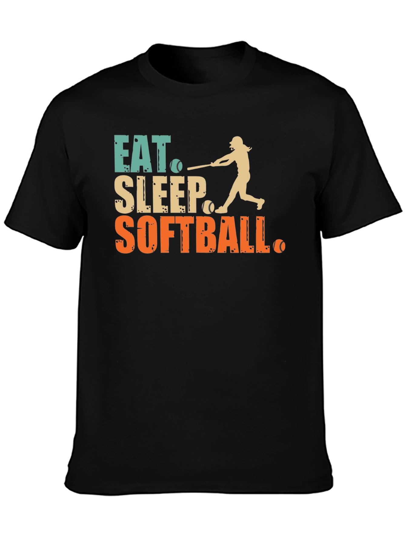 Black Eat Sleep Softball Graphic Tee view 3