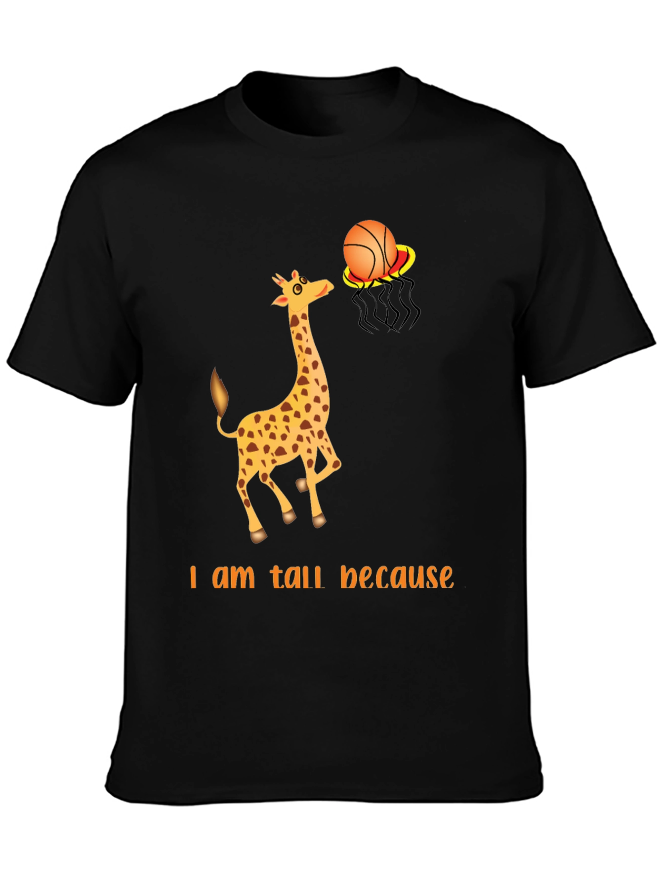 Black Tall Giraffe Basketball T-Shirt view 3