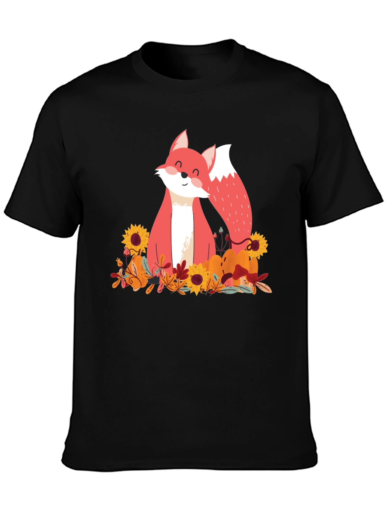 Black Autumn Fox Graphic Tee - Unisex Black T-Shirt view 3