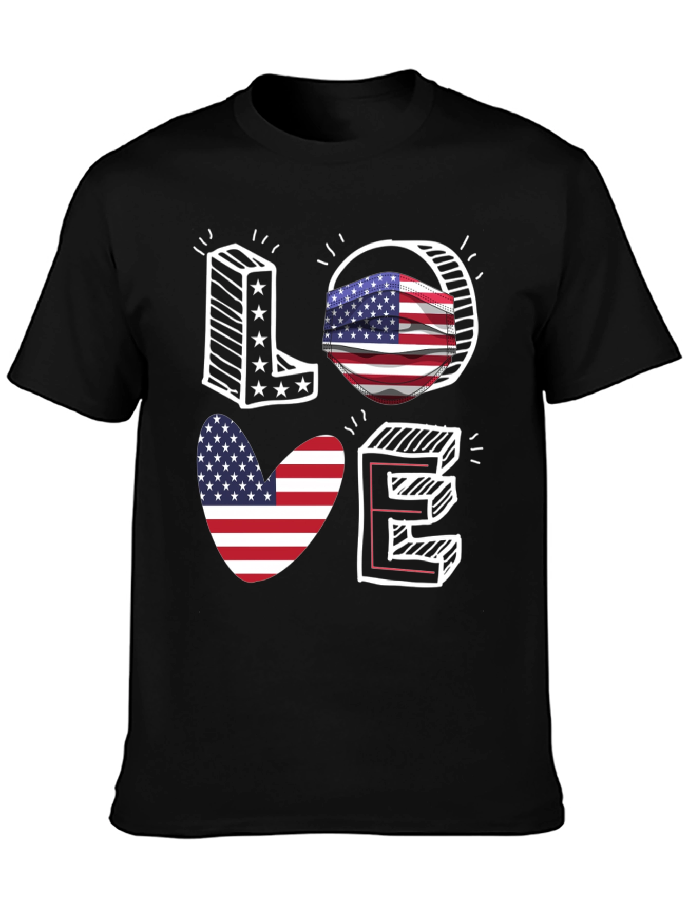 Patriotic LOVE T-Shirt: USA Flag Design - 3