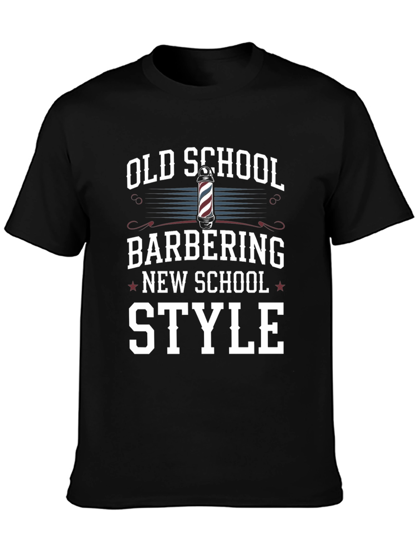 Black Old School Barbering Style Graphic T-Shirt view 3
