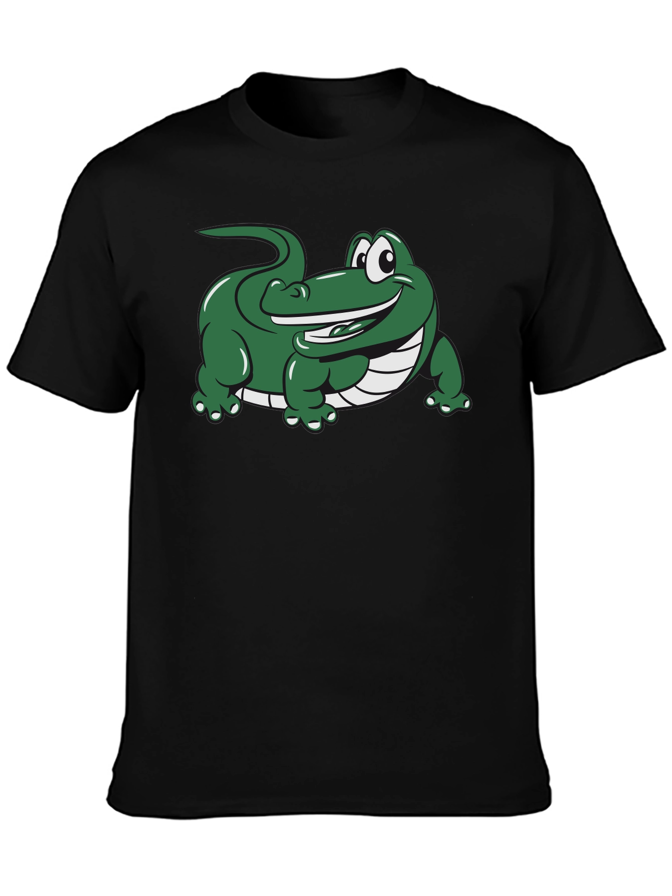 Black Cartoon Alligator Graphic Black T-Shirt view 3