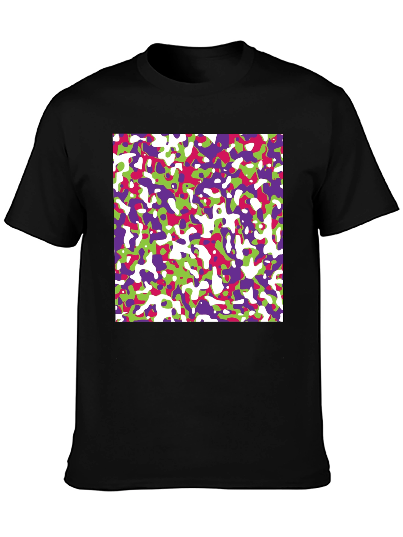 Black Abstract Camo Print Black T-Shirt view 3