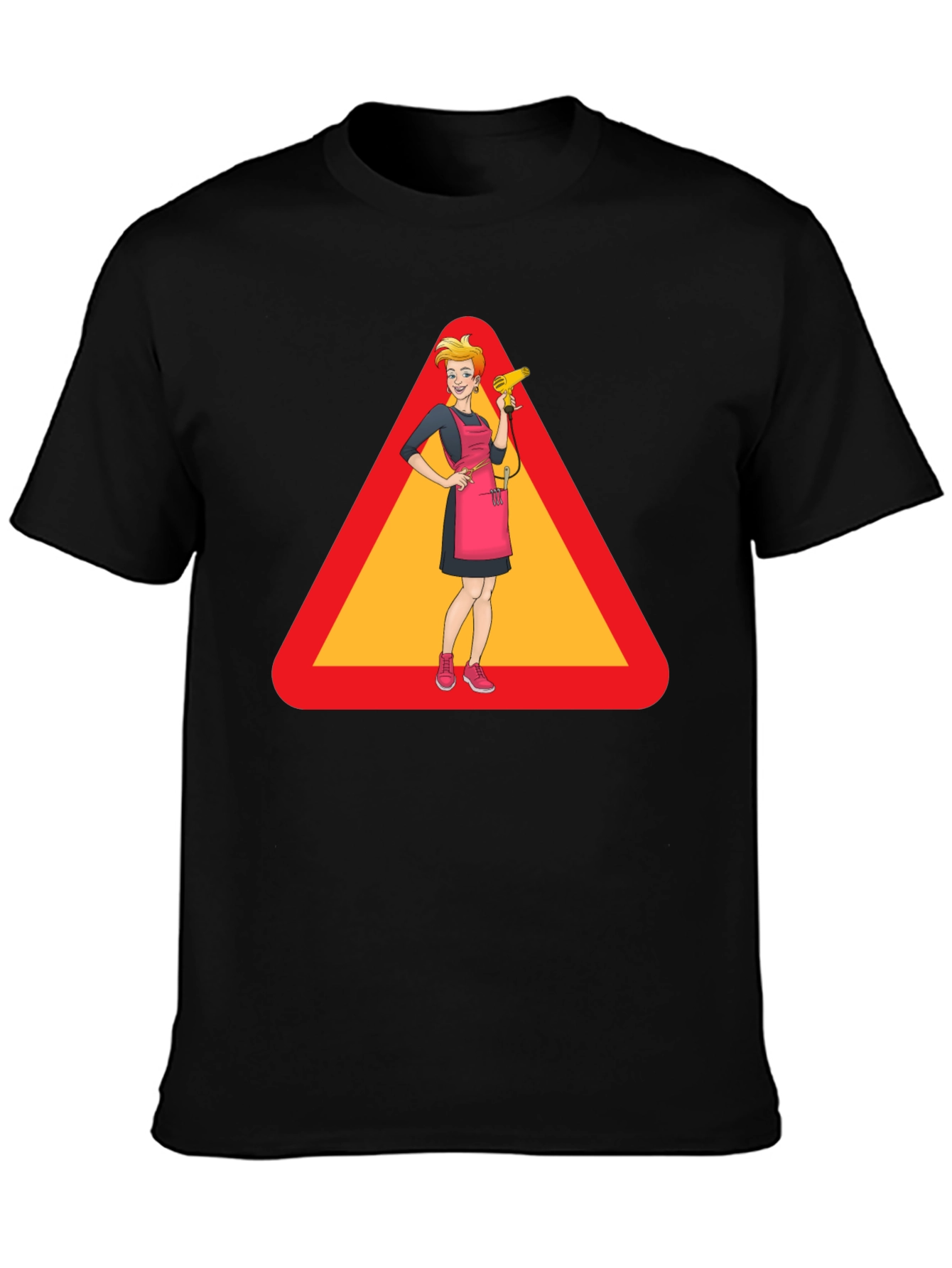 Black Caution: Stylish Hairdresser T-Shirt view 3