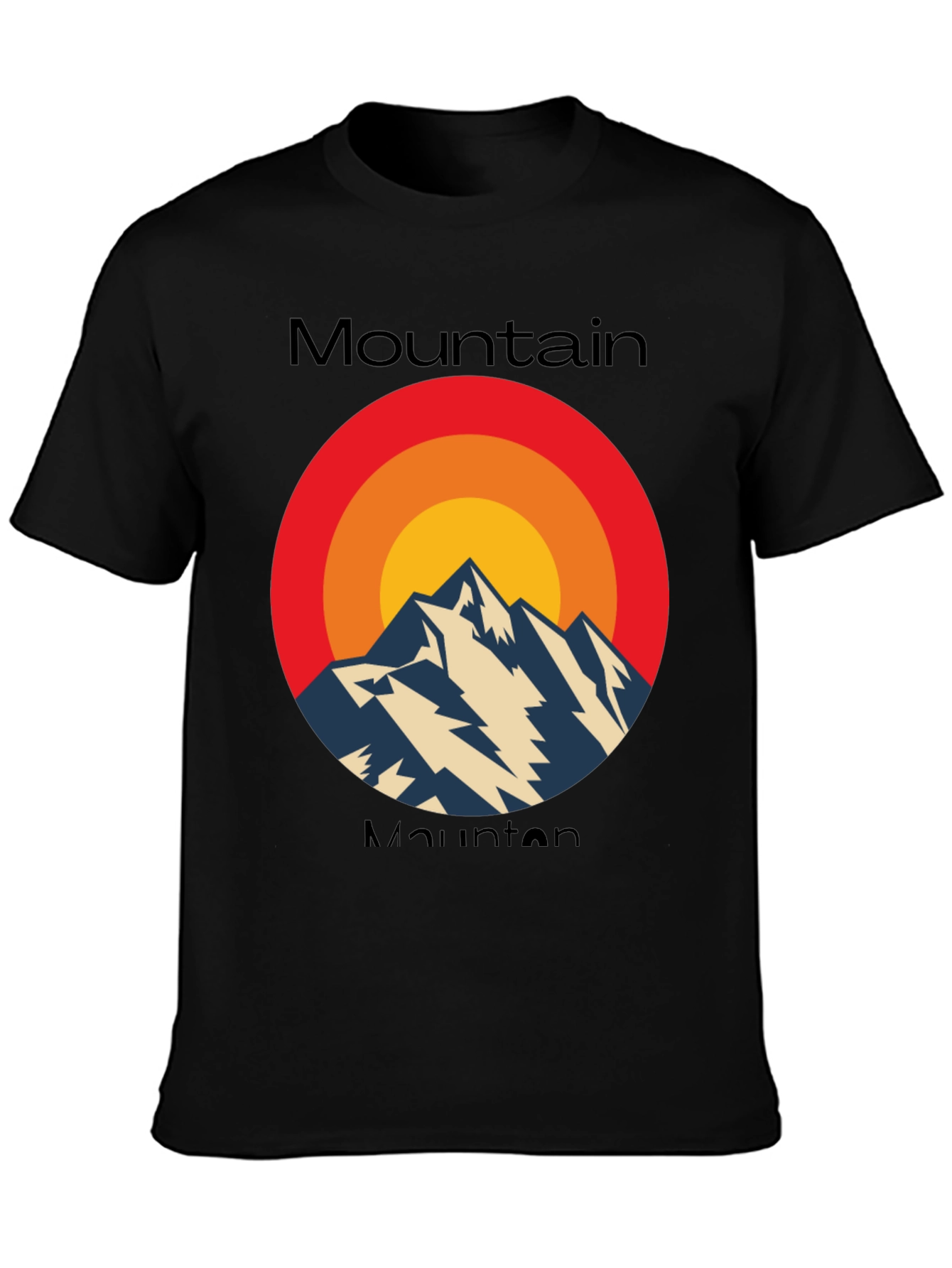 Black Retro Mountain Graphic Tee - Classic Style view 3