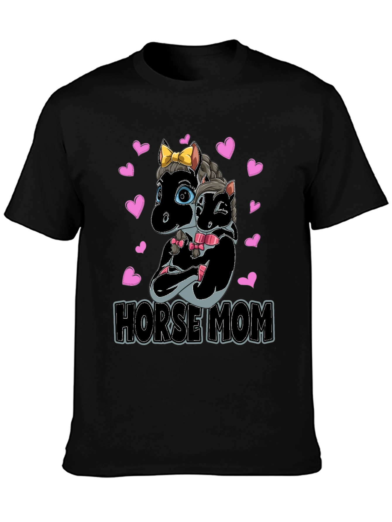 Black Horse Mom T-Shirt - Cute Horse Design view 3