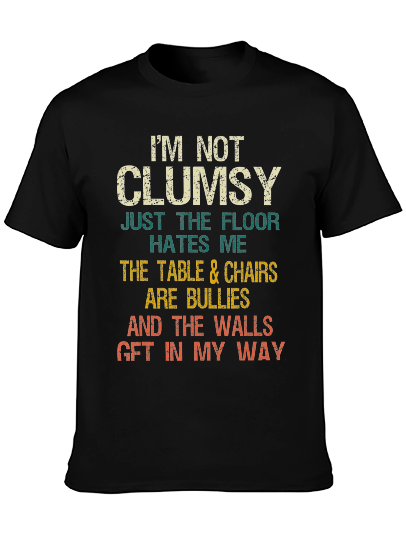 Black Funny "I'm Not Clumsy" Graphic T-Shirt view 3