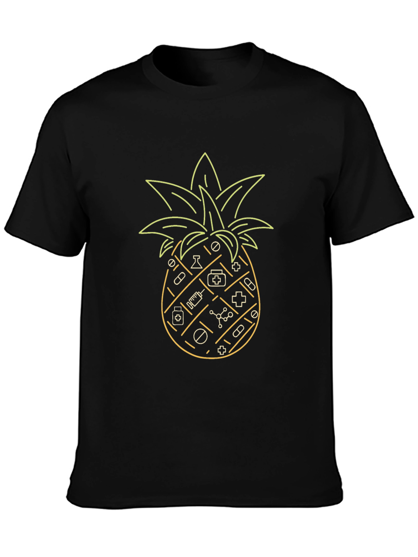 Black Medical Pineapple Black T-Shirt view 3