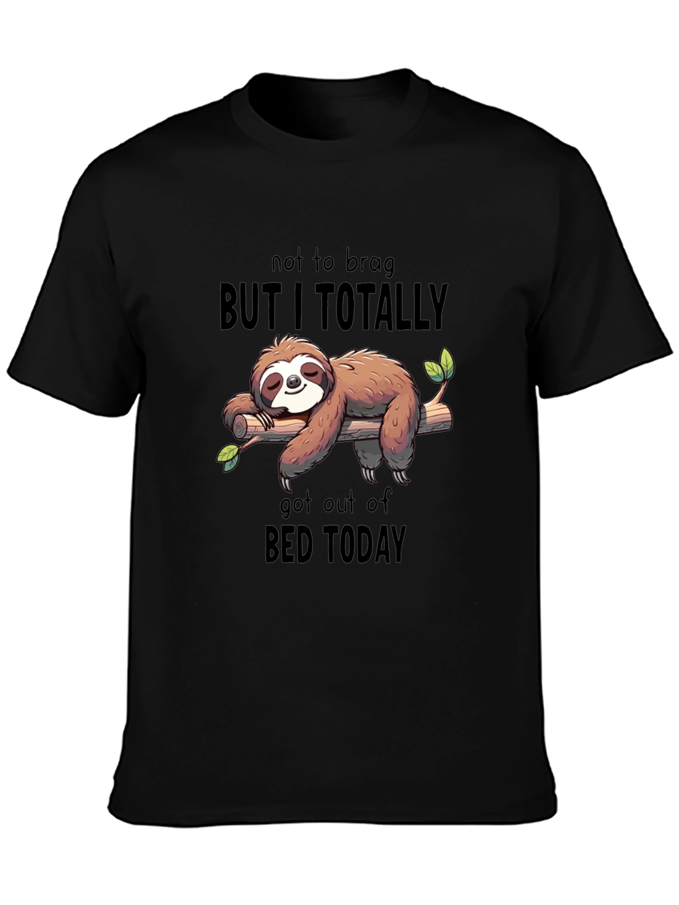 Black Sloth Got Out of Bed T-Shirt - Relaxed Fit view 3