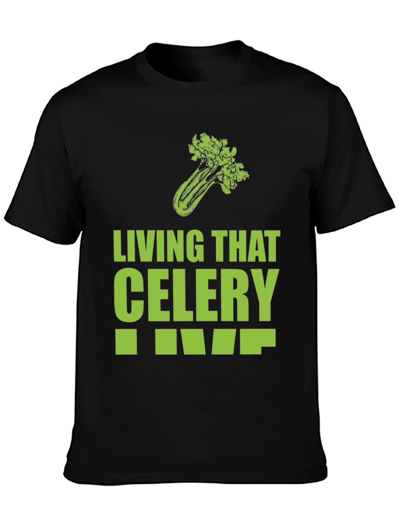 Black Living That Celery Life Graphic T-Shirt view 3