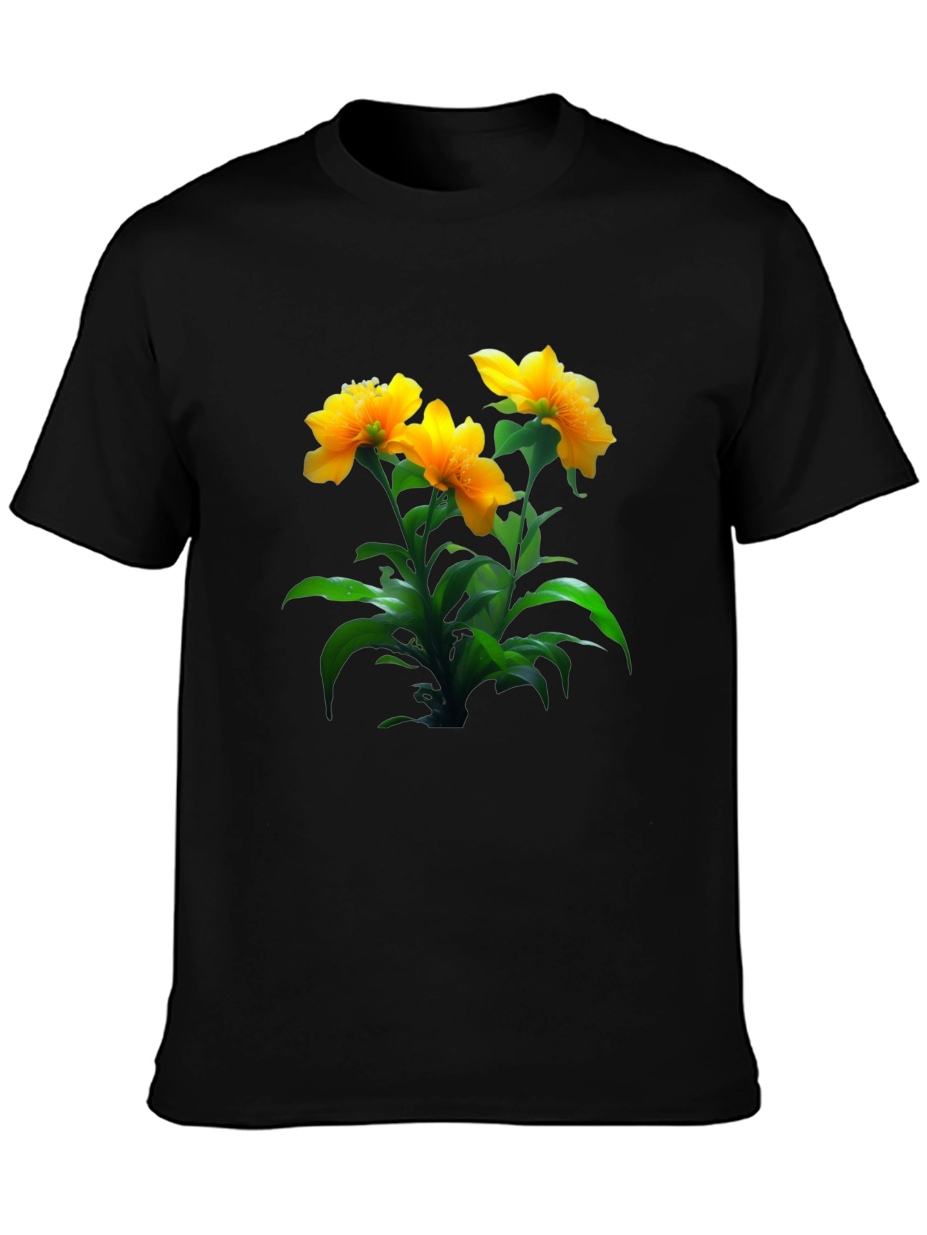 Black Floral Print Black T-Shirt view 3