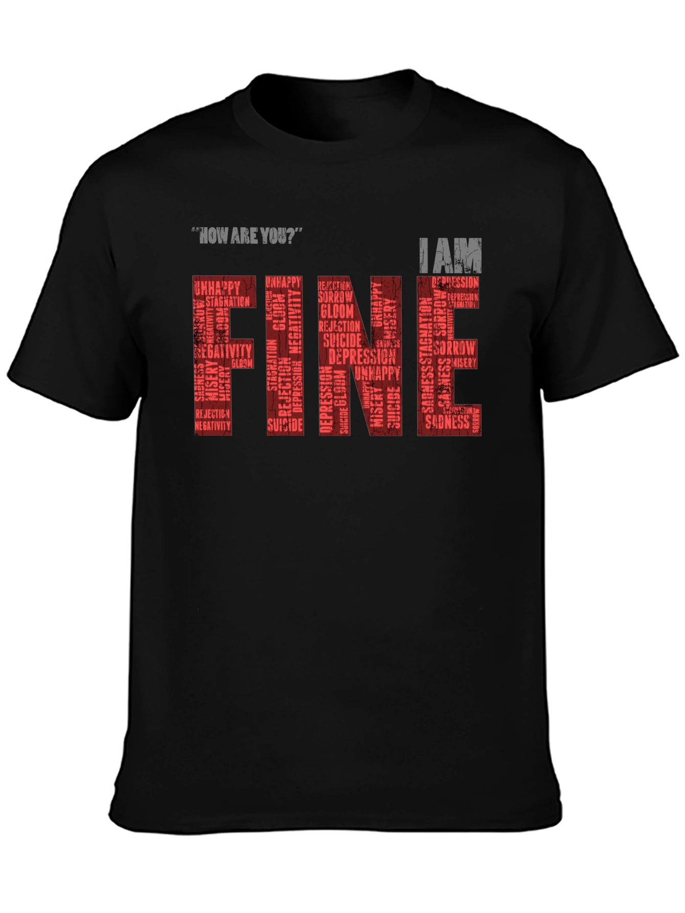 Black Fine T-Shirt: Mental Health Awareness Graphic Tee view 3
