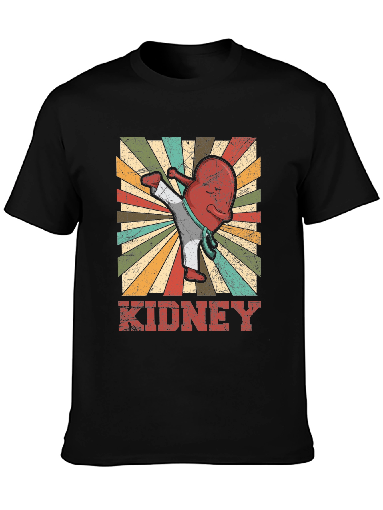 Black Karate Kidney T-Shirt - Funny Anatomy Tee view 3