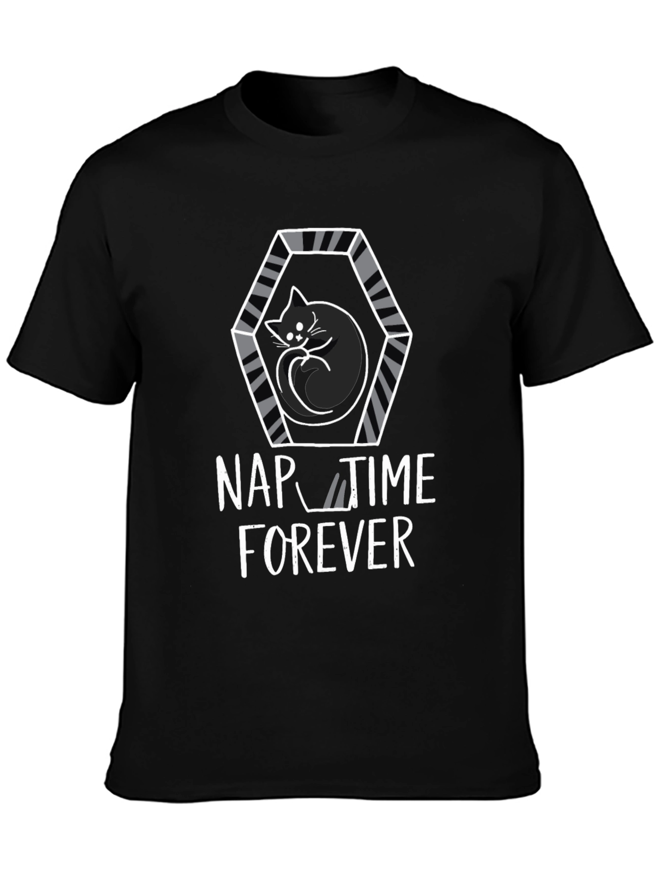Black Nap Time Forever Cat T-Shirt view 3