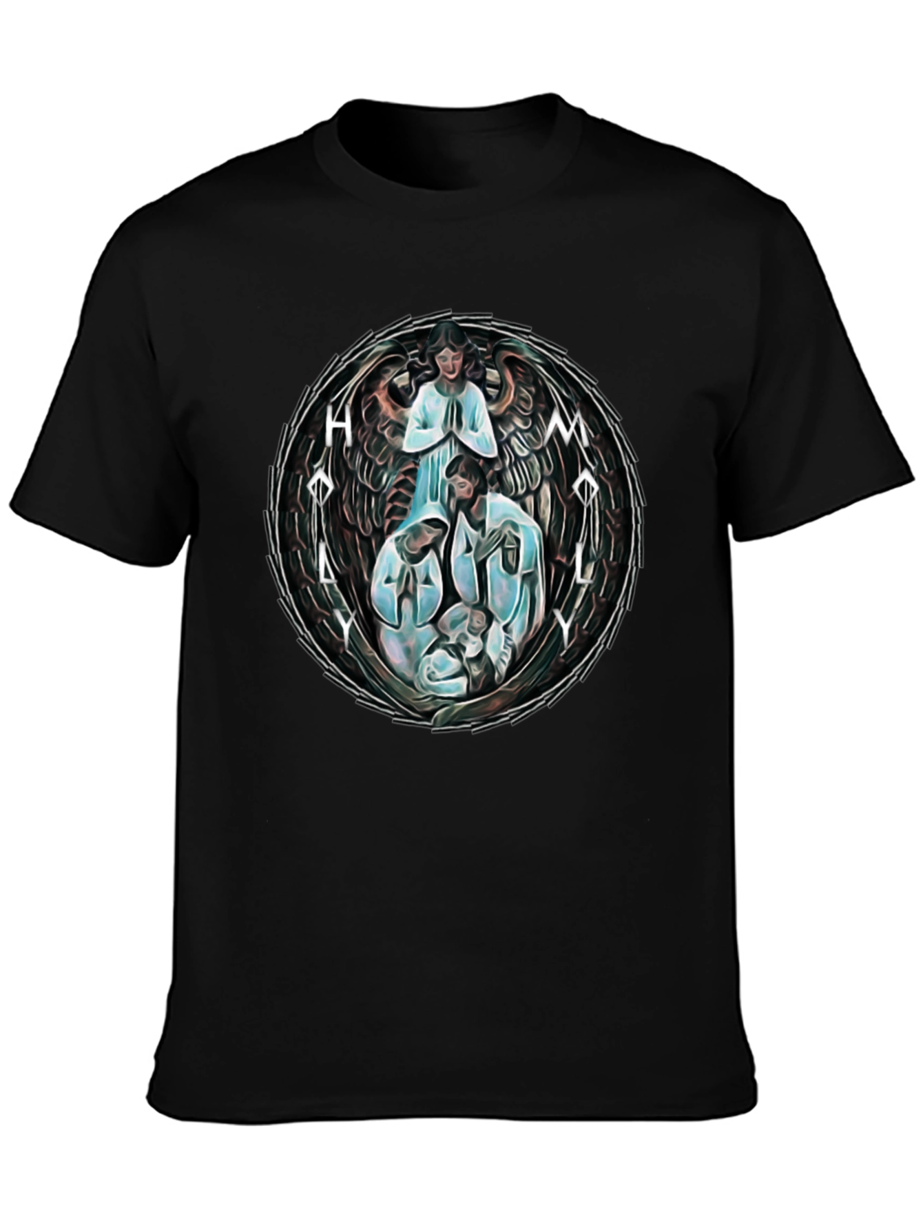 Black Holy Family Graphic T-Shirt - Unisex Black Tee view 3