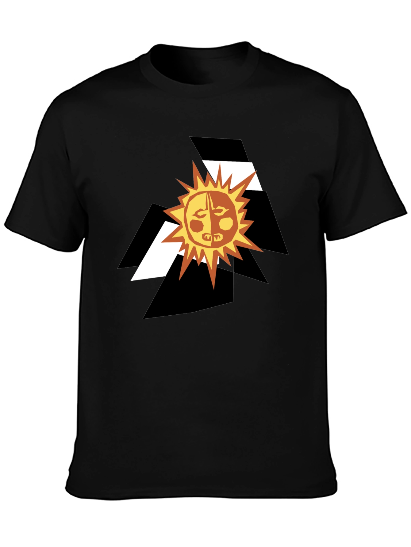 Black Abstract Sun Graphic Black T-Shirt view 3