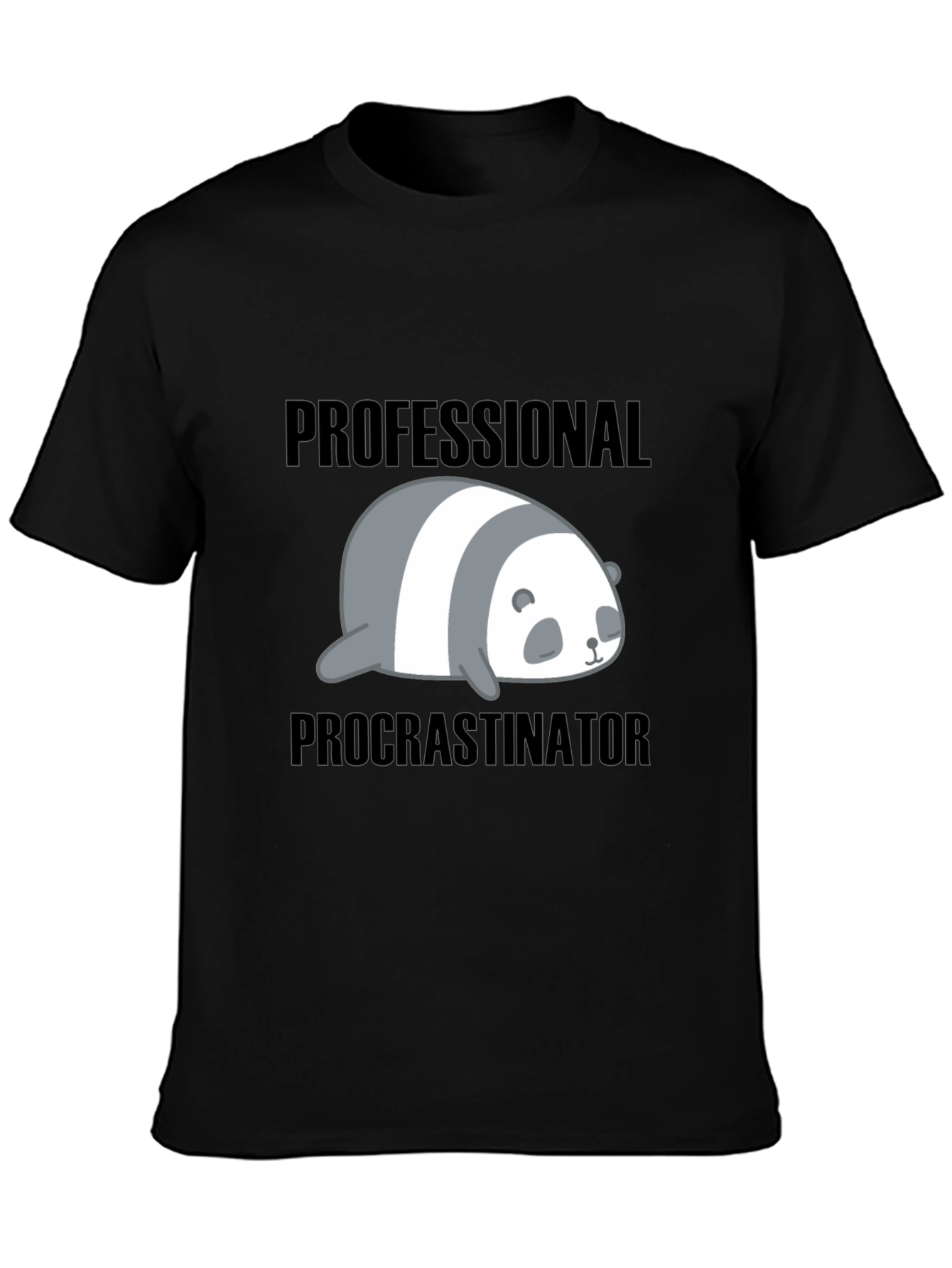 Black Professional Procrastinator Panda T-Shirt - Funny Graphic Tee view 3