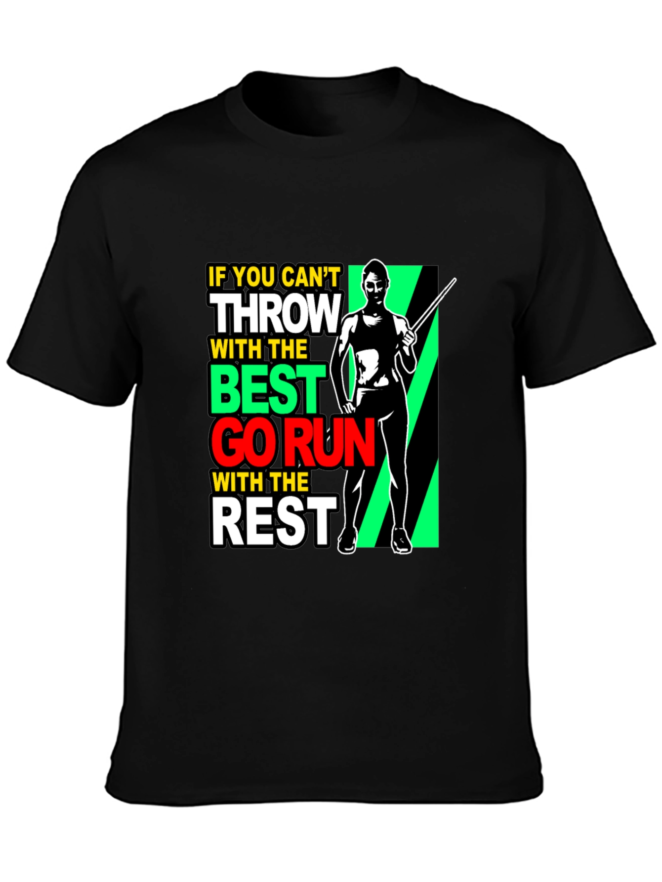 Black Thrower Graphic Tee - If You Can't Throw Go Run! view 3