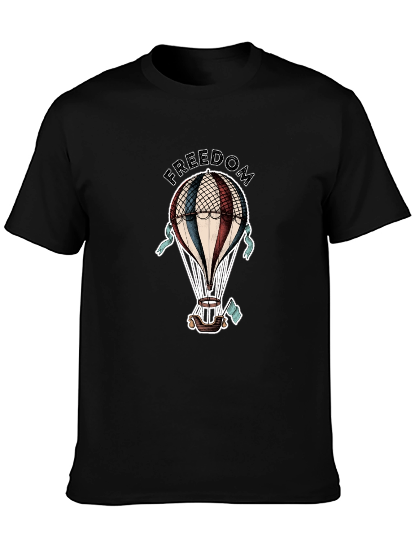 Black Freedom Hot Air Balloon Graphic Tee view 3