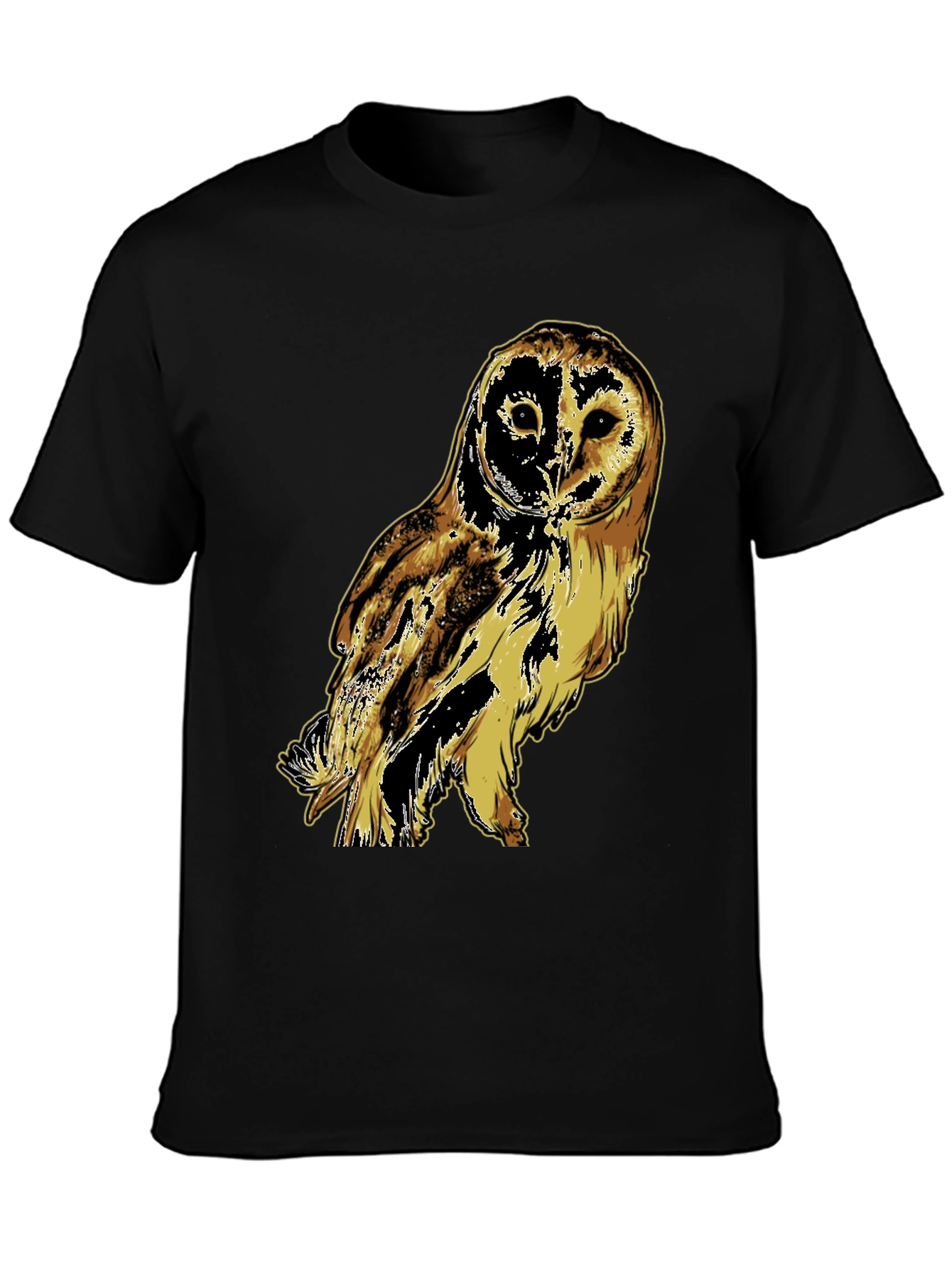 Black Owl Graphic Print Black T-Shirt view 3