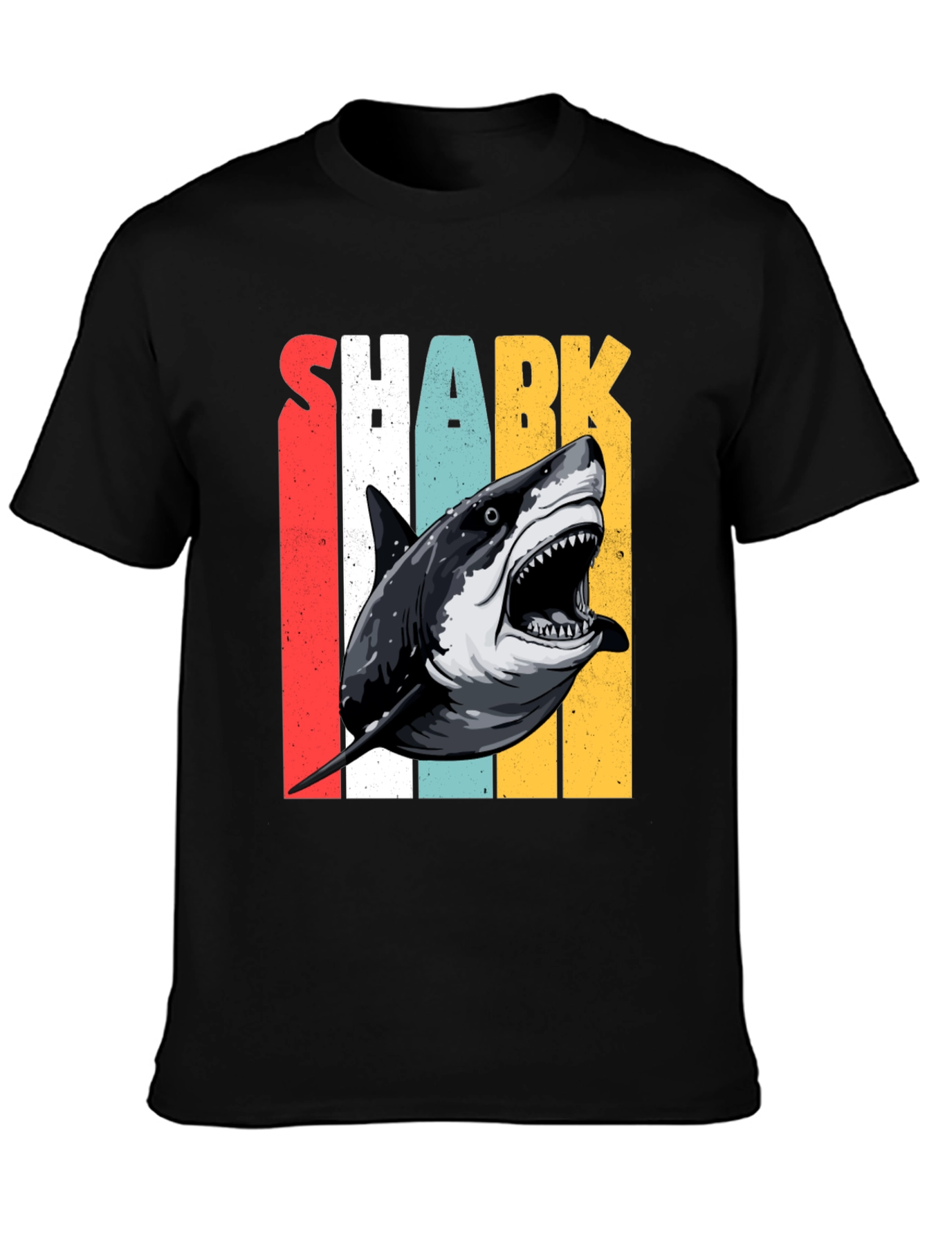 Black Shark Graphic T-Shirt - Retro Style Print view 3
