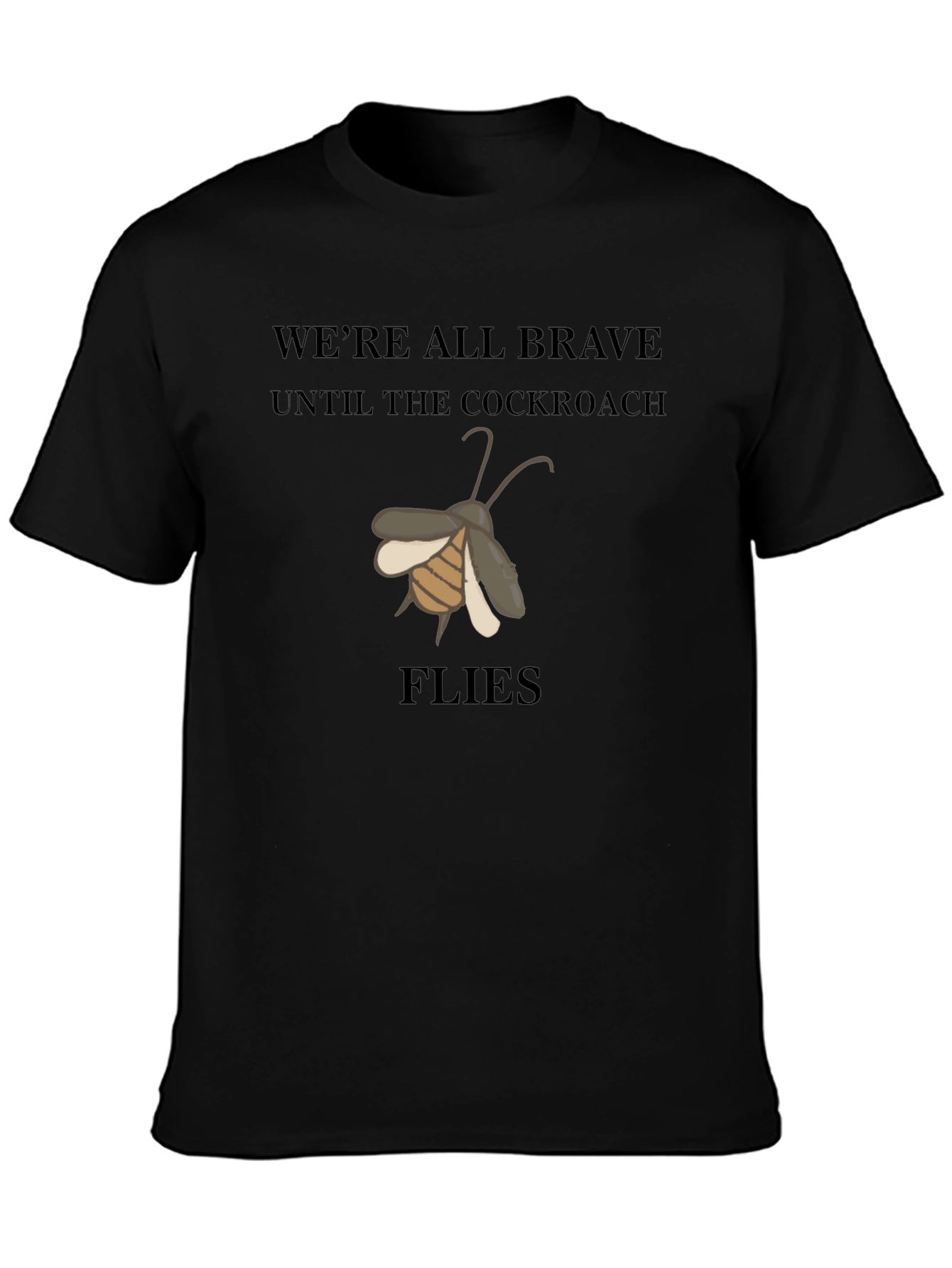 Black Funny Cockroach Flies Graphic Black T-Shirt view 3