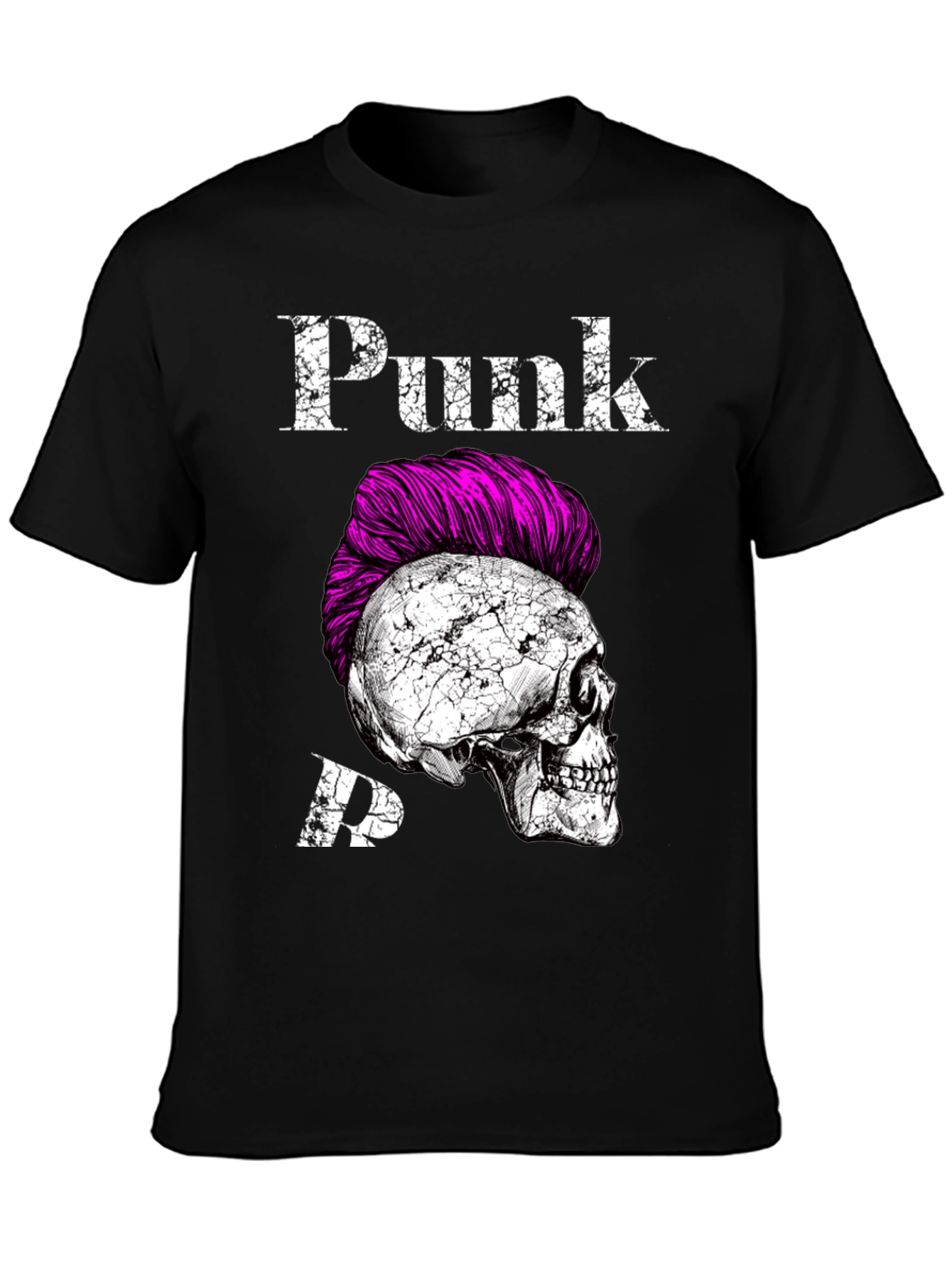 Black Punk Skull Graphic Tee - Edgy Fashion Statement view 3