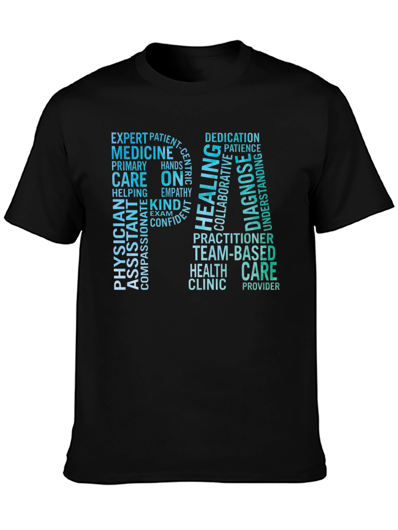 Black RN Word Cloud T-Shirt - Medical Professional Tee view 3