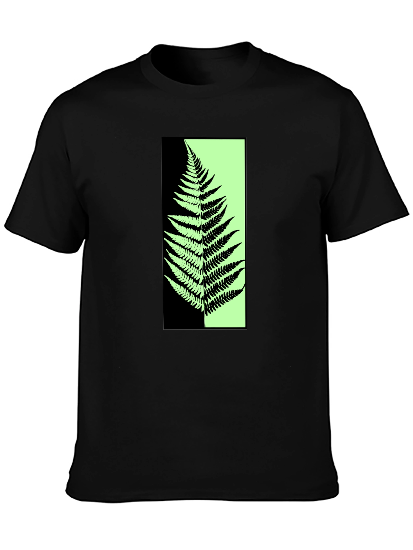 Black Abstract Fern Graphic Print Black T-Shirt view 3