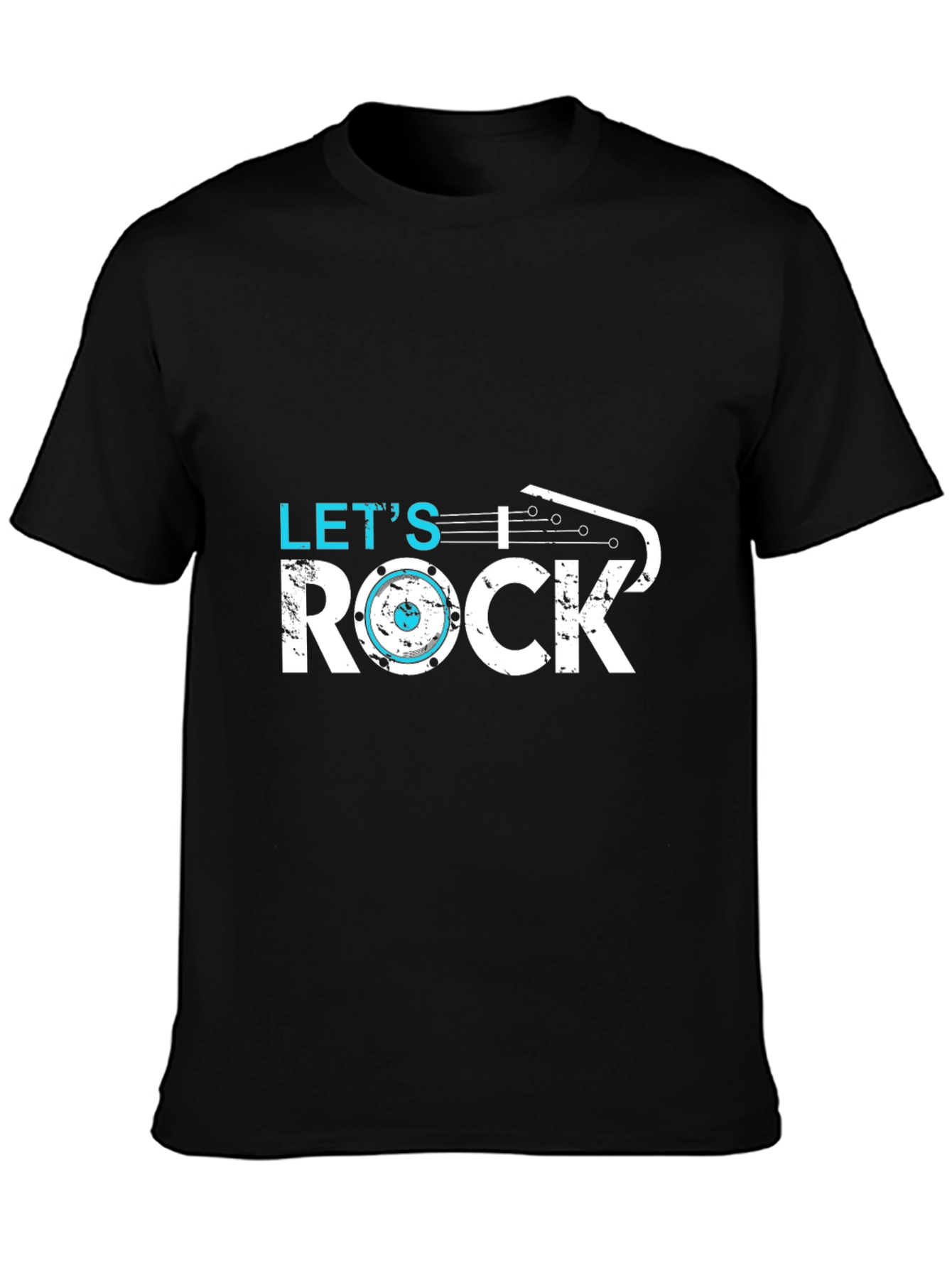 Black Let's Rock T-Shirt - Music Lover Tee view 3