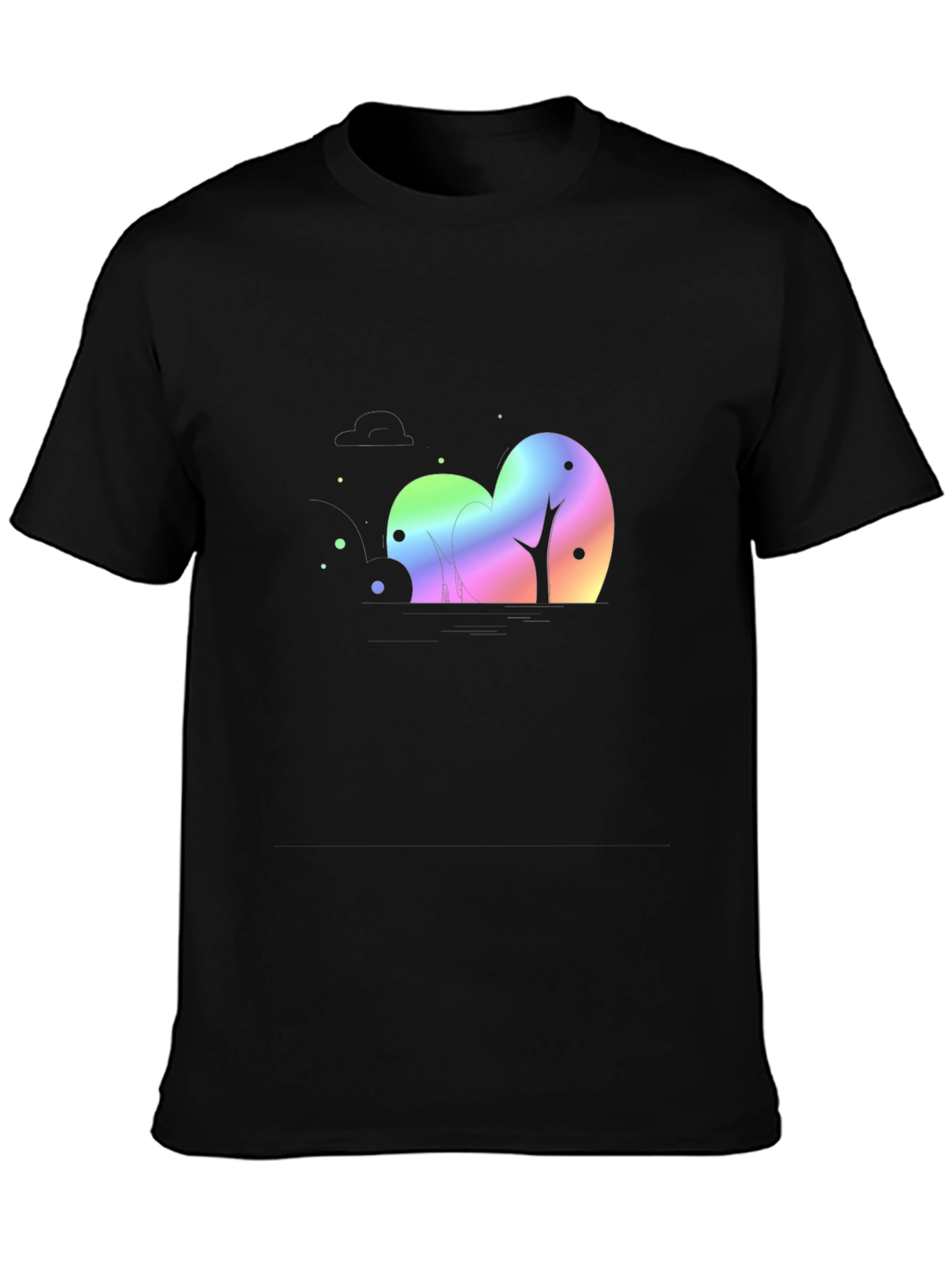 Black Rainbow Trees Black T-Shirt view 3