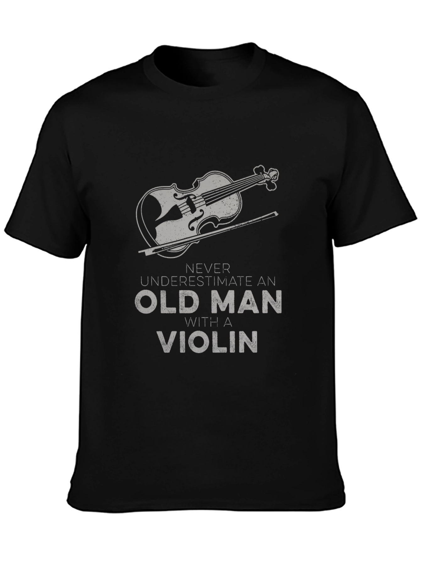 Black Old Man Violin T-Shirt - Black view 3