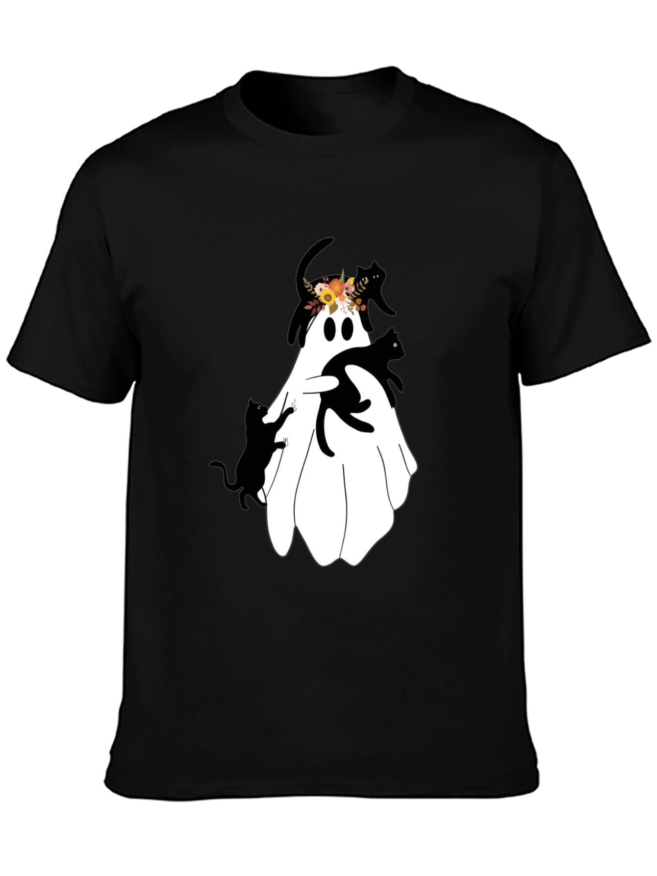 Black Ghost and Cats Graphic Tee view 3