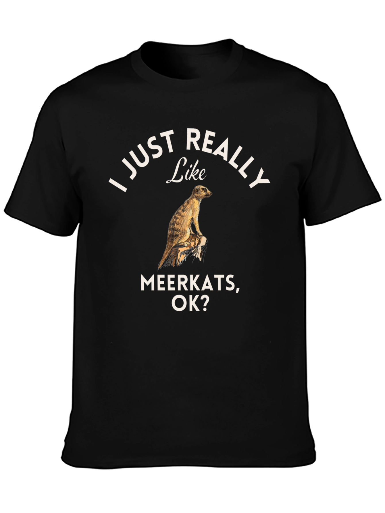 Black I Just Really Like Meerkats OK? T-Shirt view 3