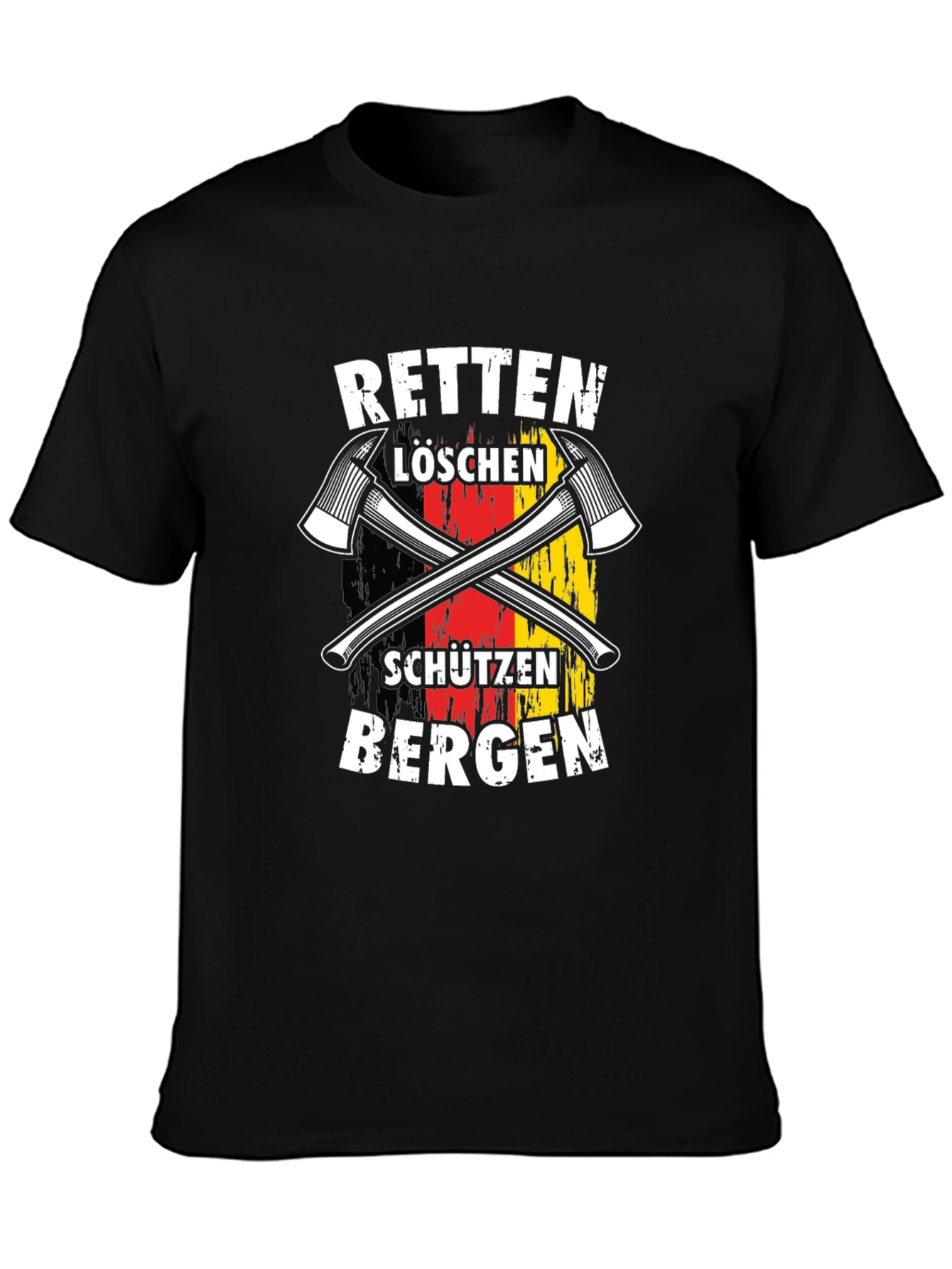 Black German Firefighter T-Shirt - Rescue & Protect view 3
