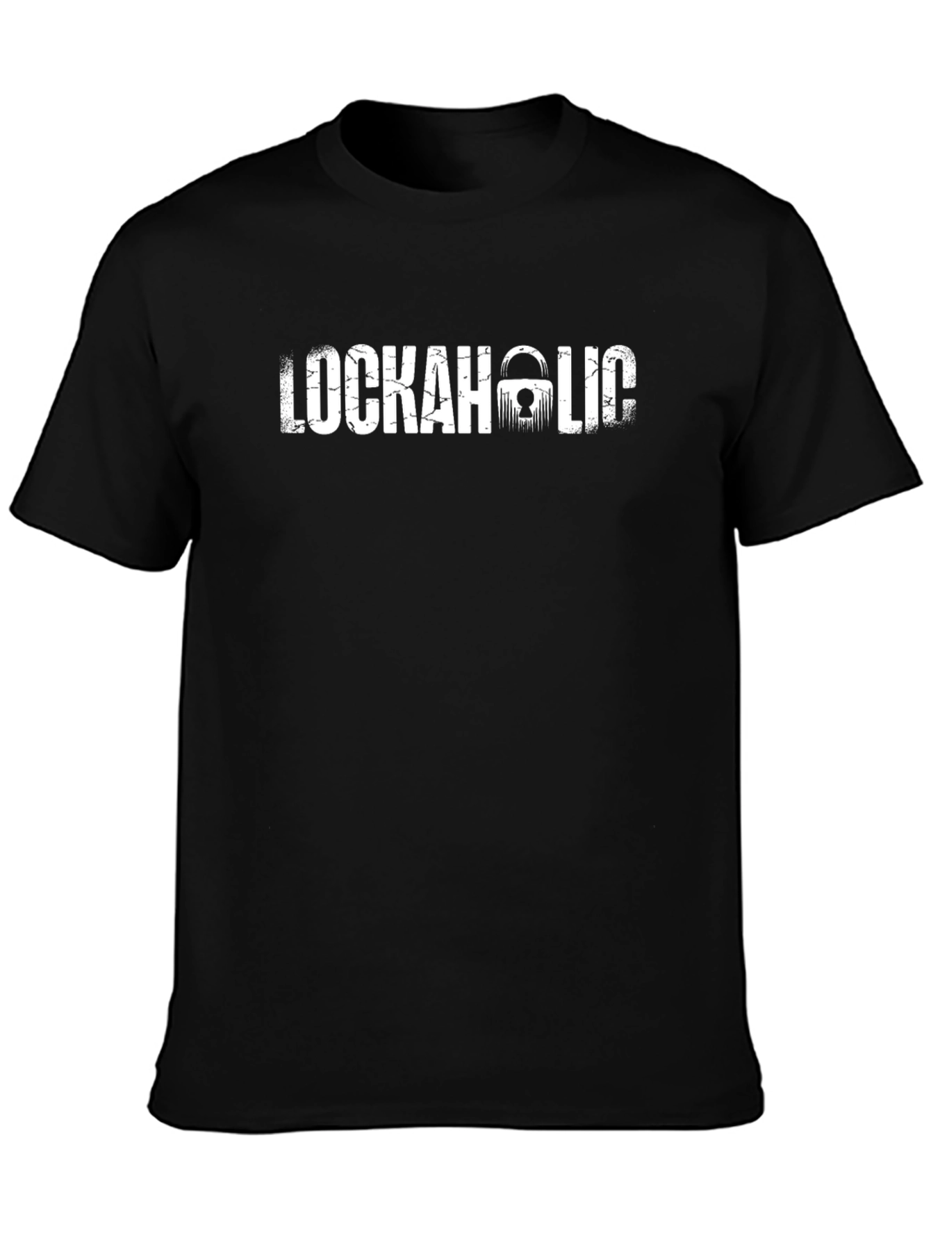 Black Lockaholic Graphic Tee - Black Cotton T-Shirt view 3