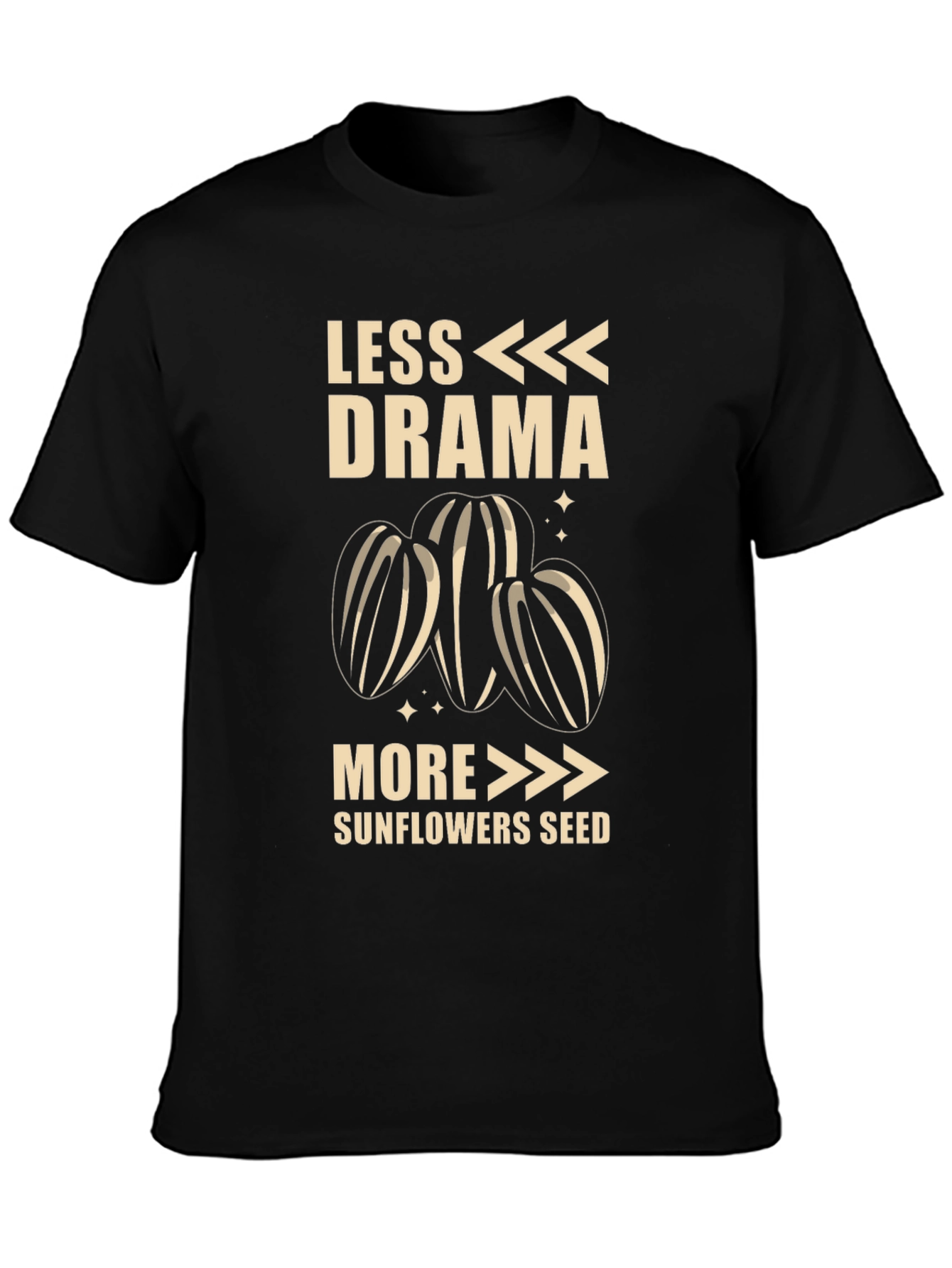 Black Less Drama More Sunflower Seeds T-Shirt view 3