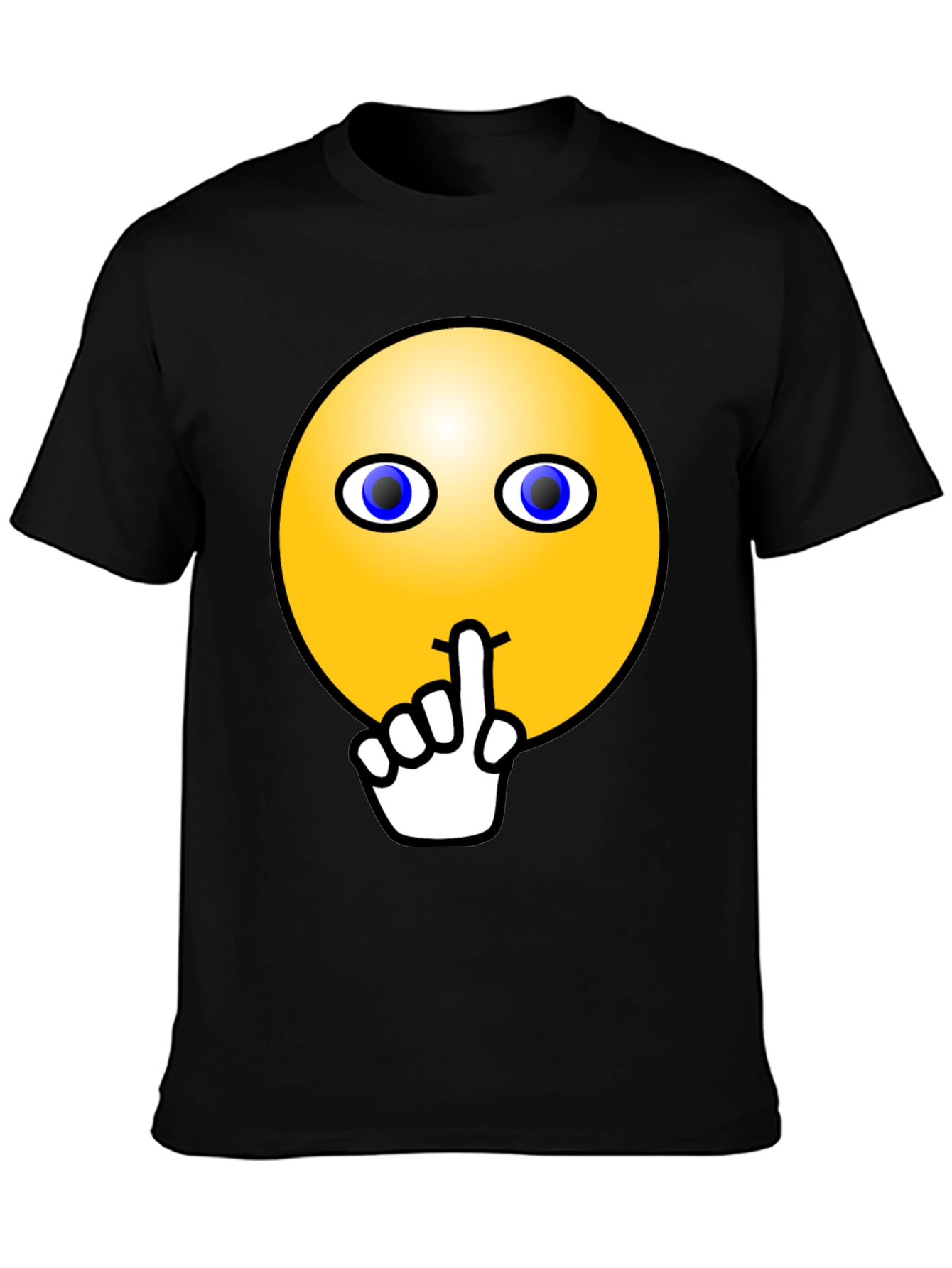 Black Shhh! Smiley Face Graphic Tee - Black Cotton T-Shirt view 3