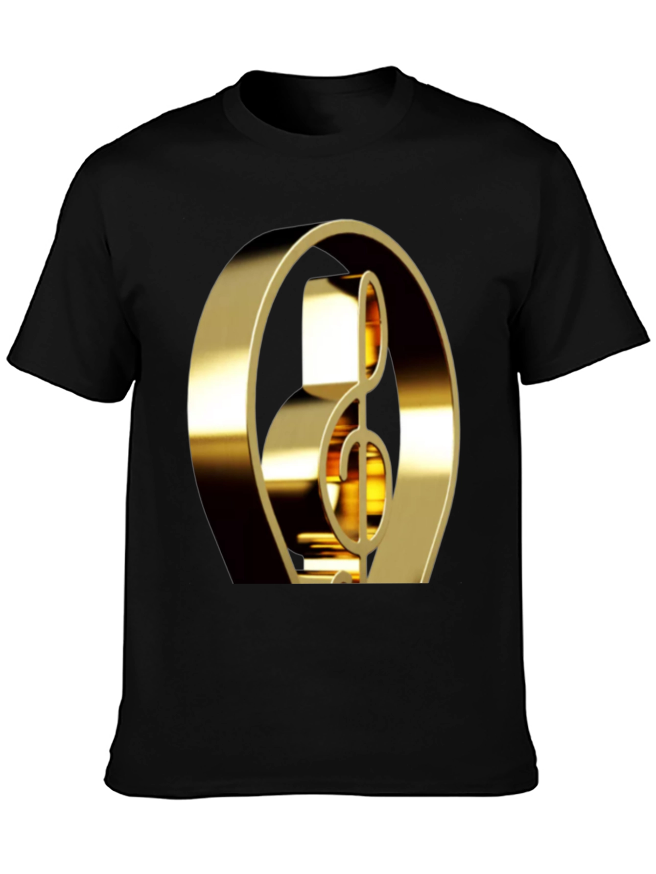 Black Golden Treble Clef Graphic Tee view 3
