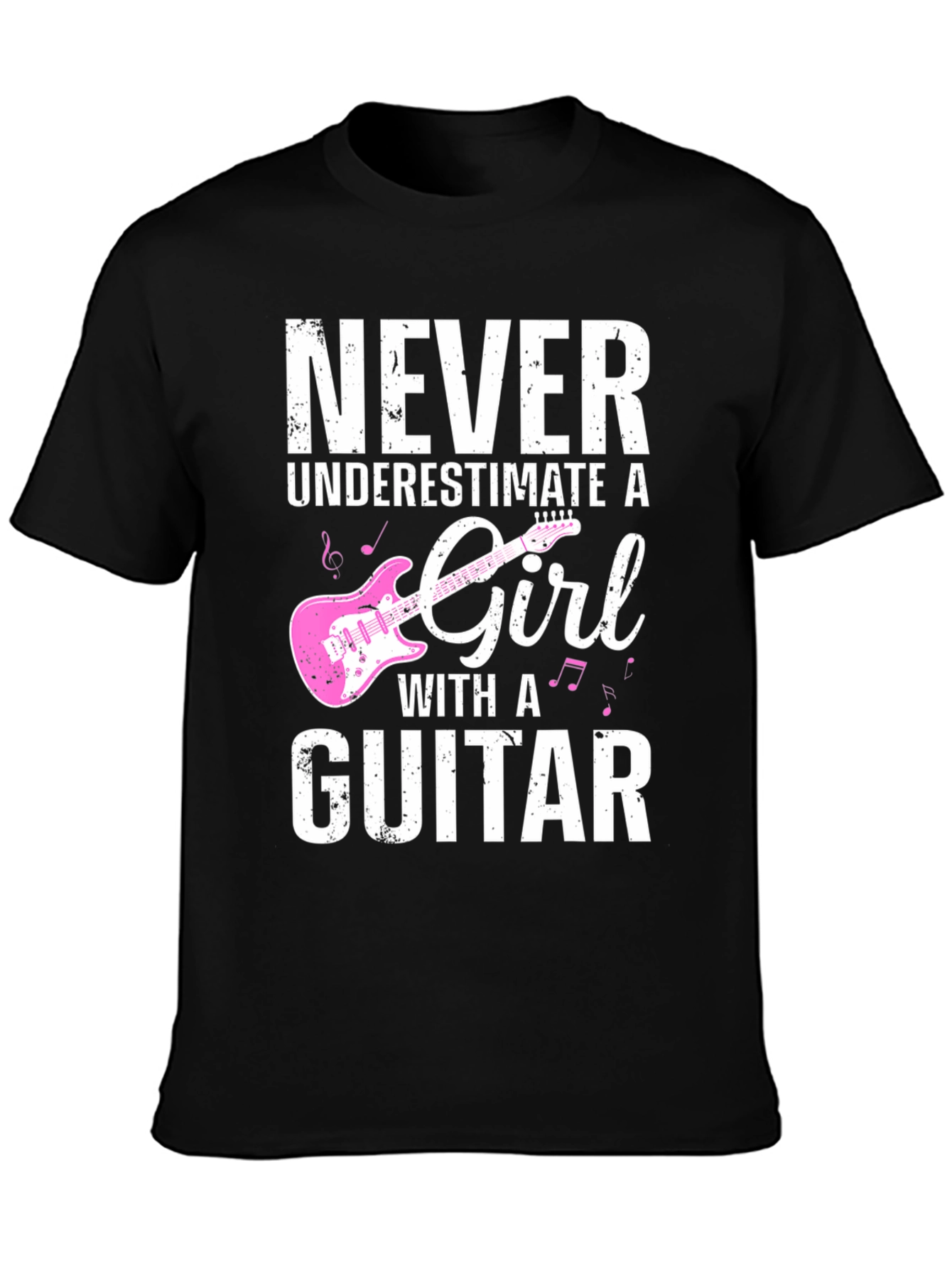 Black Never Underestimate a Girl With a Guitar T-Shirt view 3