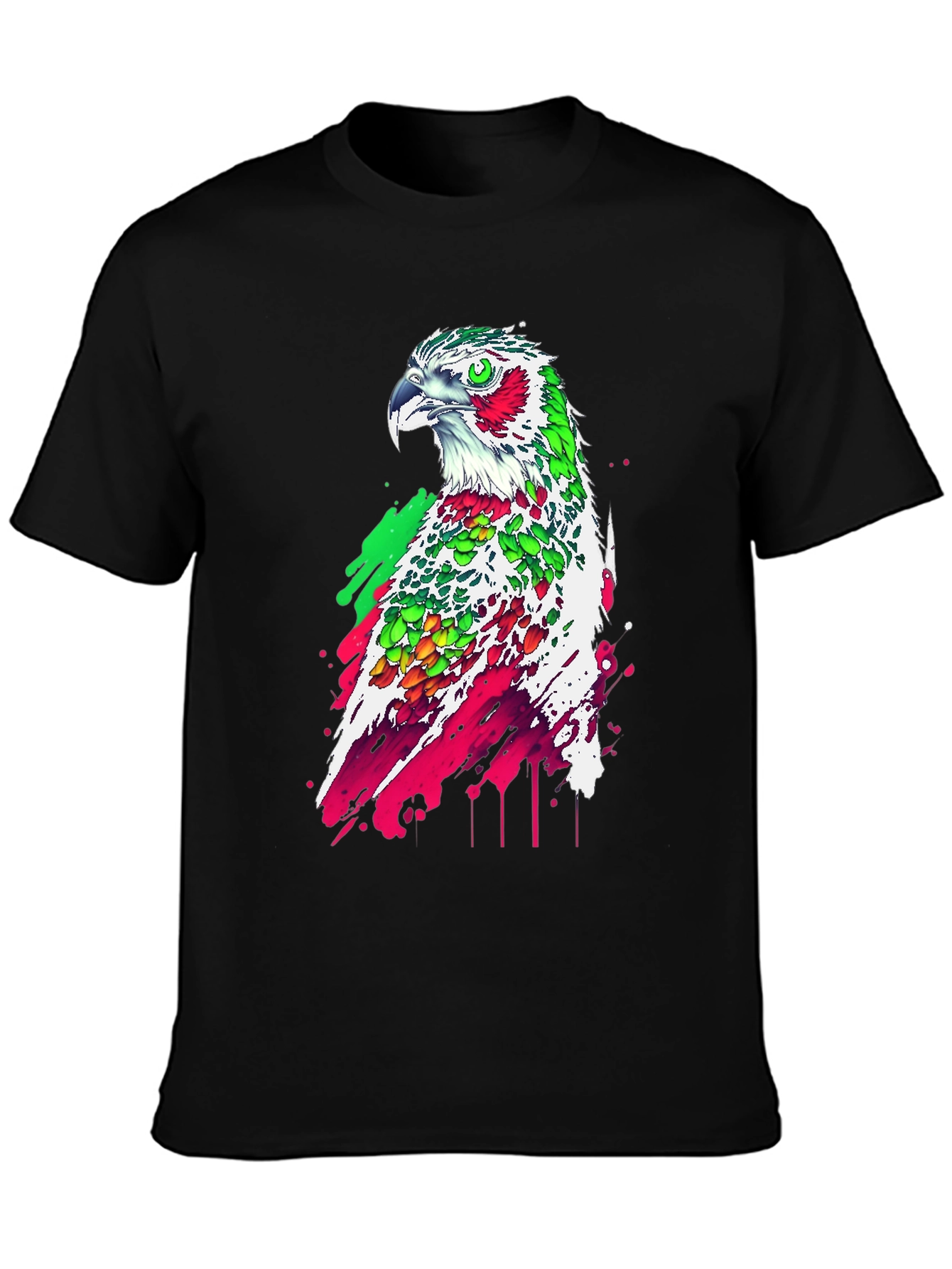Black Abstract Eagle Graphic Tee view 3