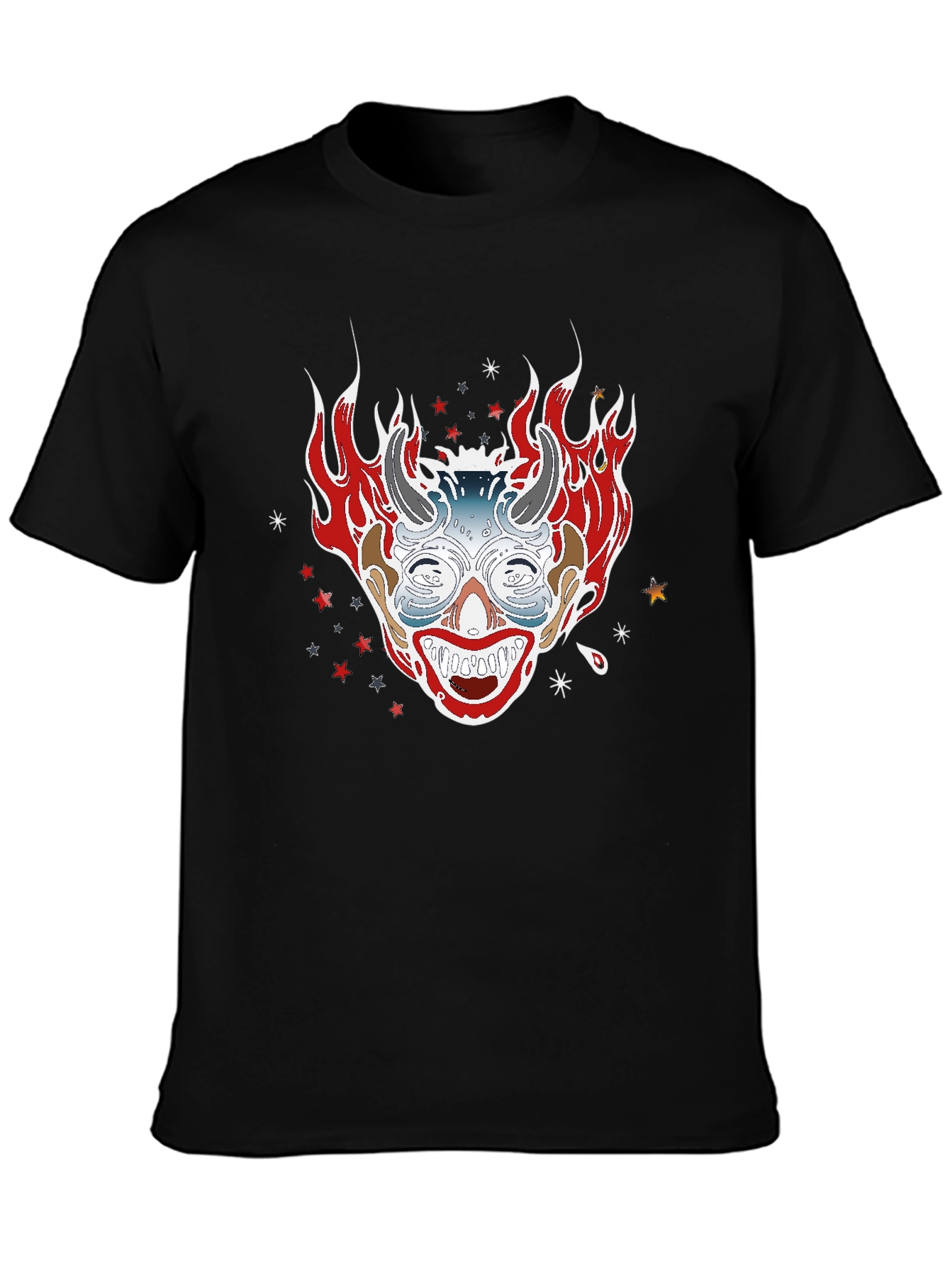 Black Fiery Clown Graphic Tee - Black view 3