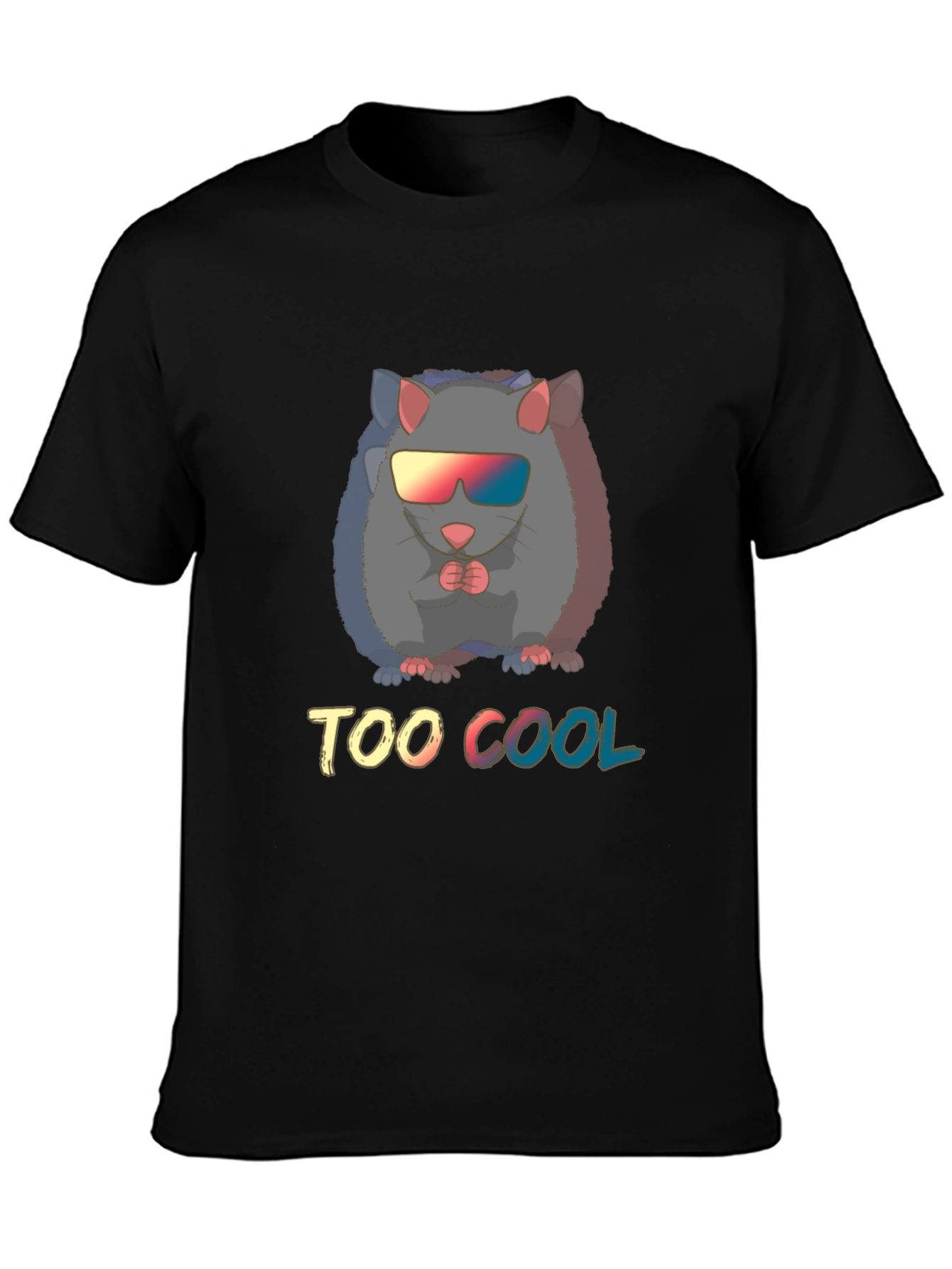 Black Too Cool Rat Graphic Tee - Unisex Cotton T-Shirt view 3